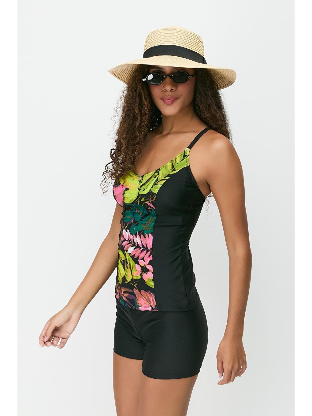 Şortlu Tankini 7749 Siyah/Çok Renkli-2