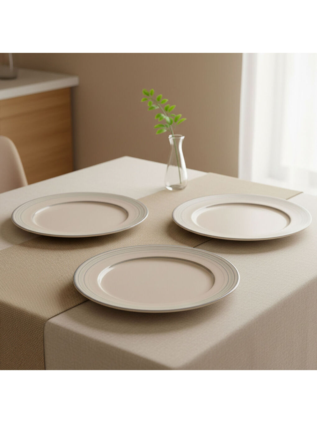 Ekru Valeron 6 Adet 27 Cm Servis Tabağı Reaktif Agate Vr 969-1