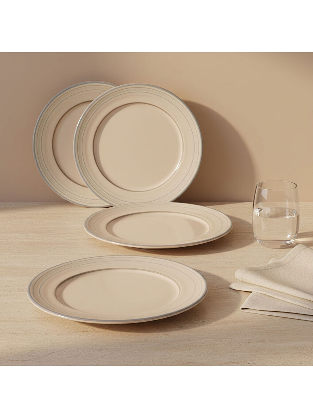 Ekru Valeron 6 Adet 27 Cm Servis Tabağı Reaktif Agate Vr 969-2