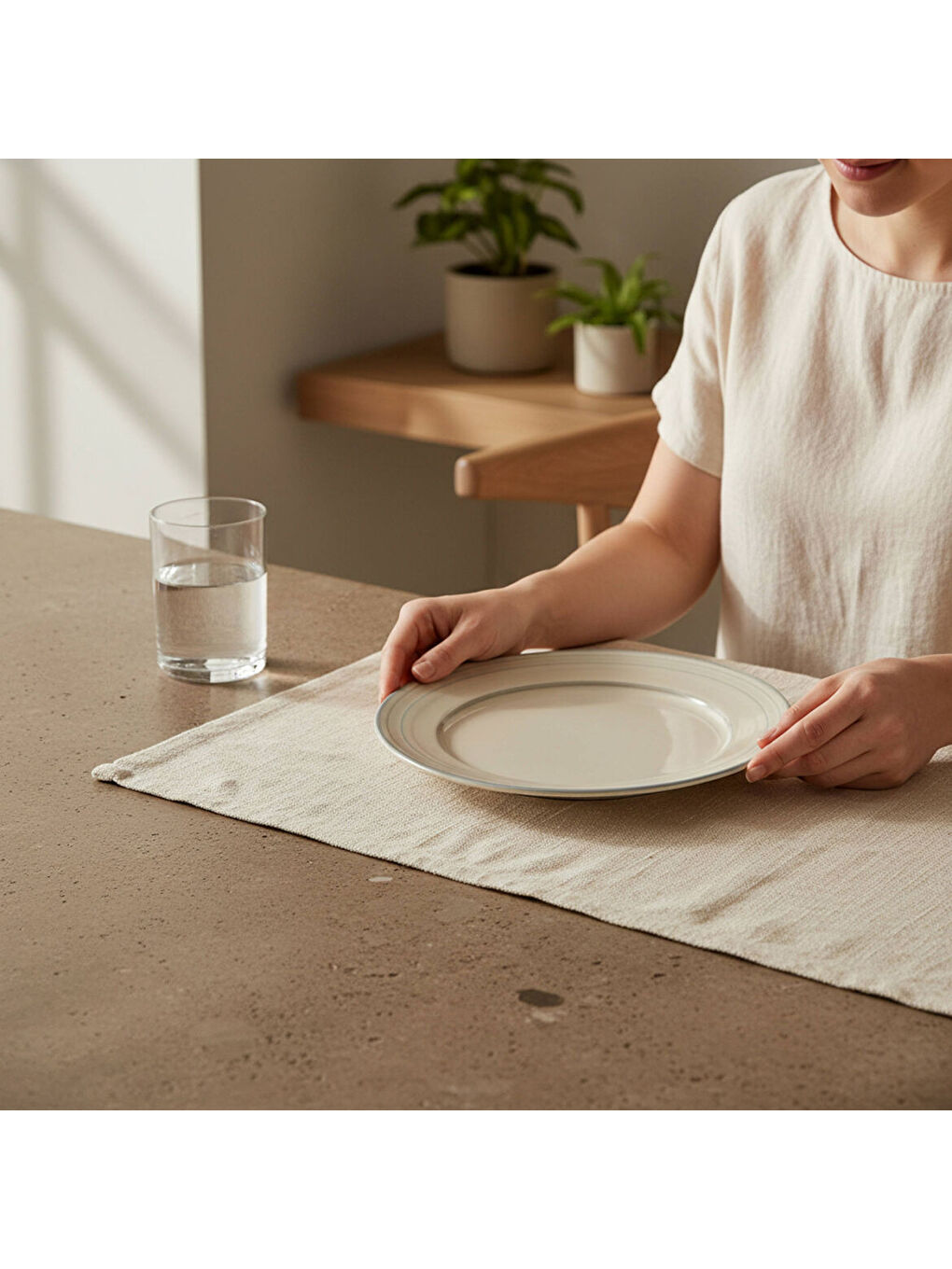 Ekru Valeron 6 Adet 27 Cm Servis Tabağı Reaktif Agate Vr 969-3