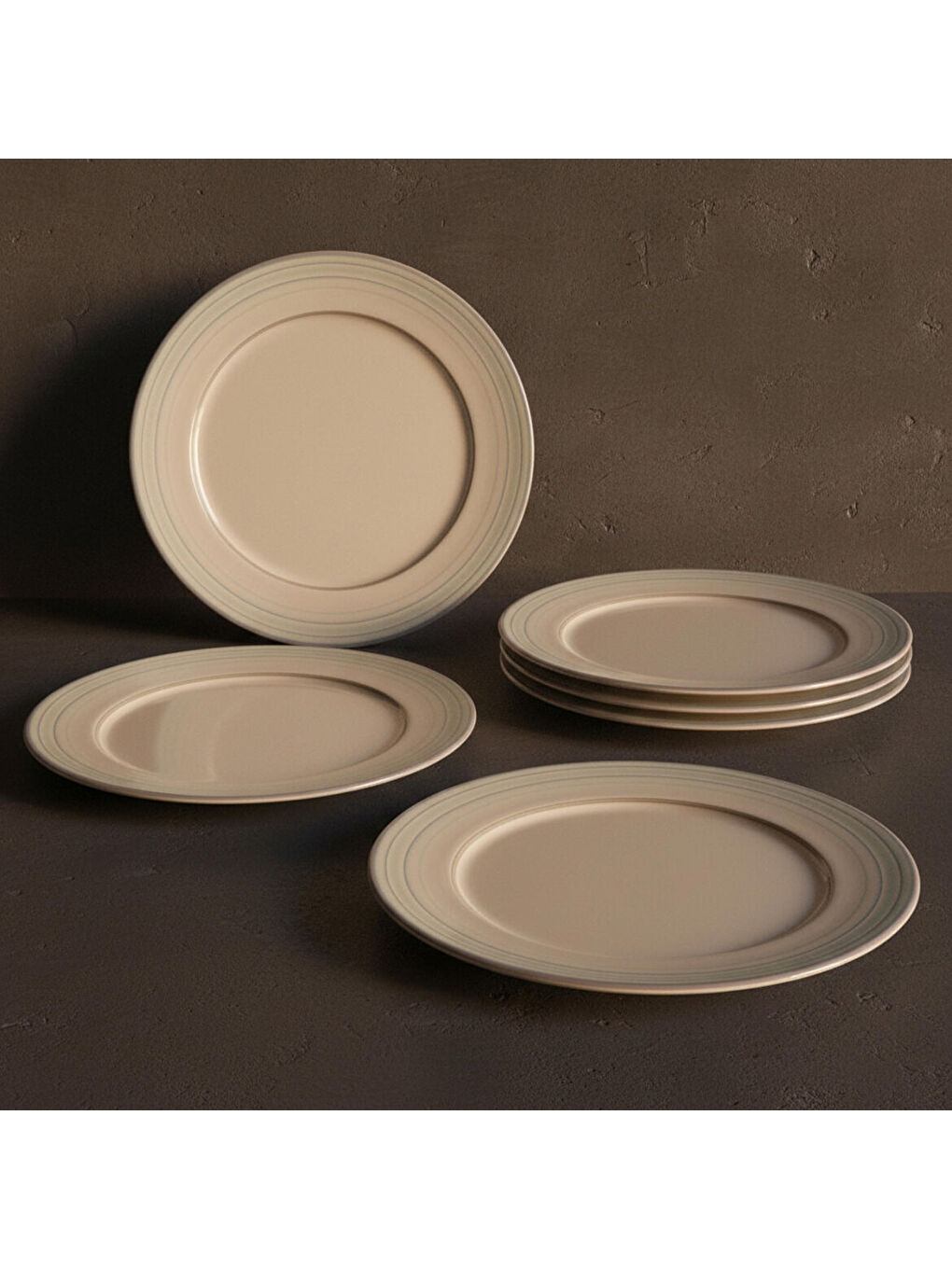 Ekru Valeron 6 Adet 27 Cm Servis Tabağı Reaktif Agate Vr 969-4