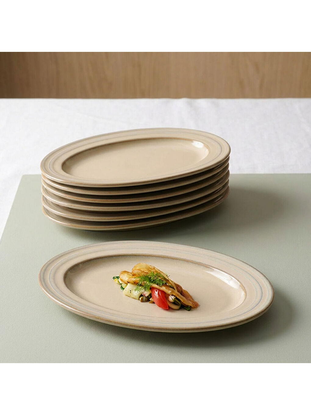 Ekru Valeron 2 Adet 24 Cm Kayık Tabak Reaktif Agate Vr 969-2