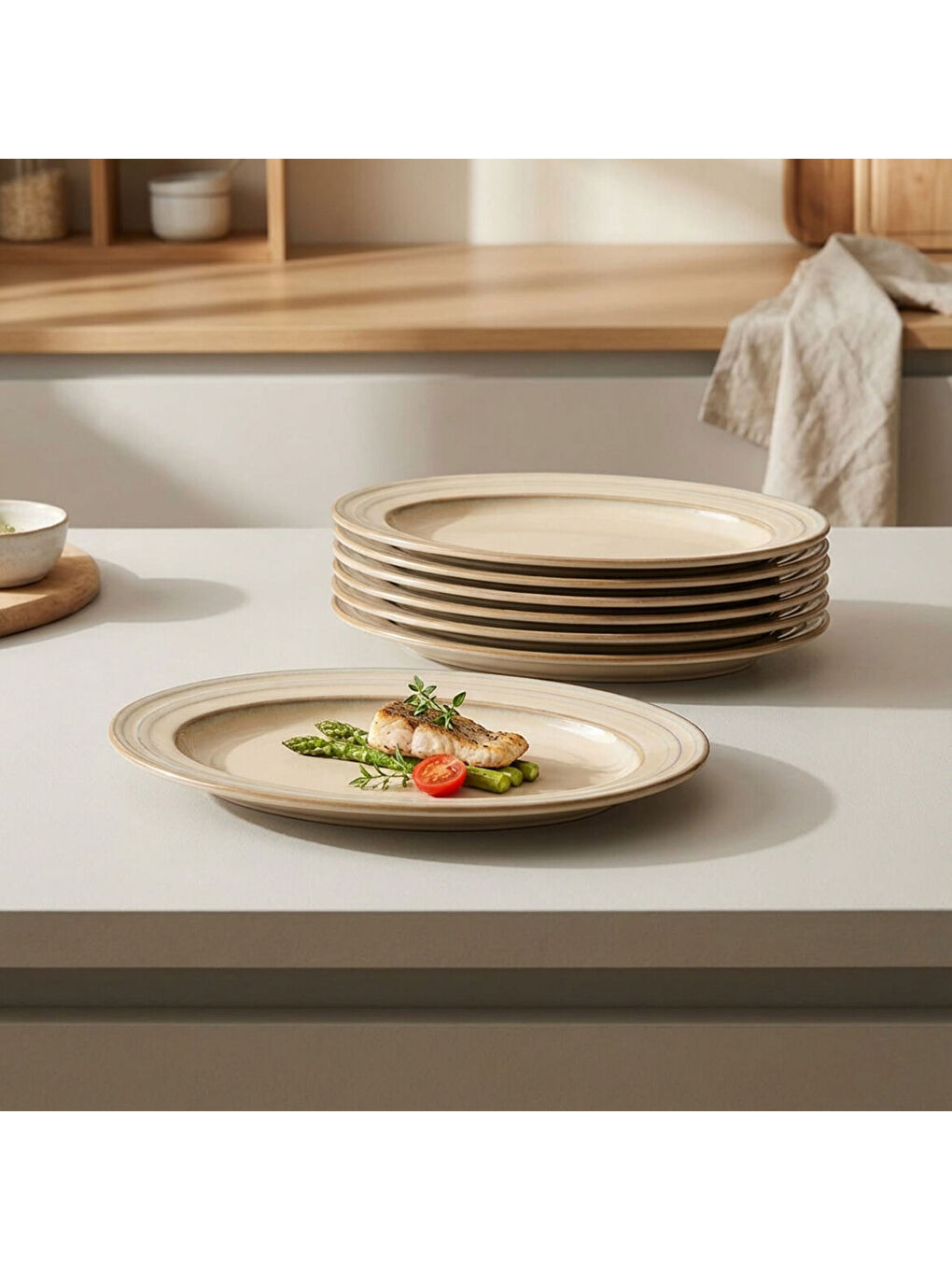 Ekru Valeron 2 Adet 24 Cm Kayık Tabak Reaktif Agate Vr 969-3