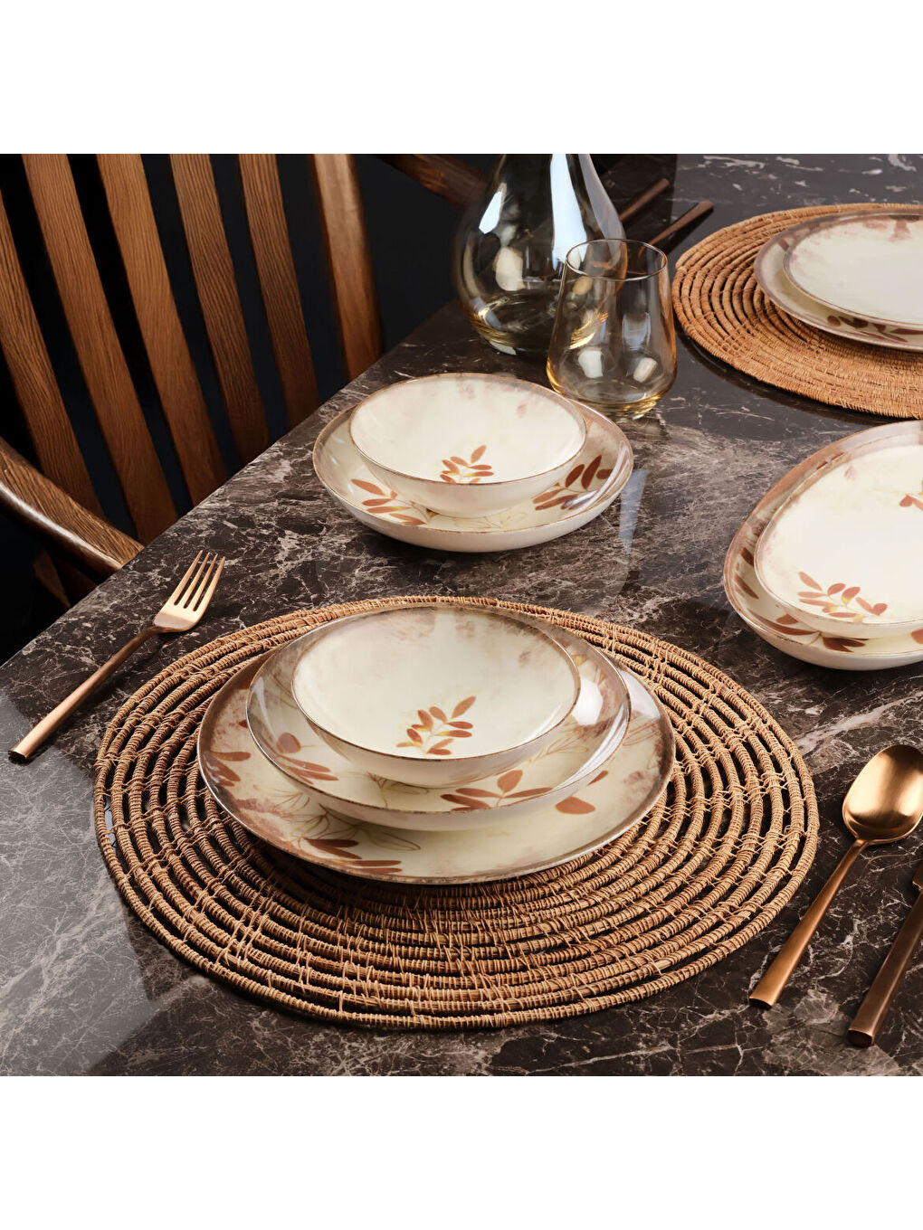 Ekru Camelia 26 Parça 6 Kişilik Yemek Takımı 4211-1