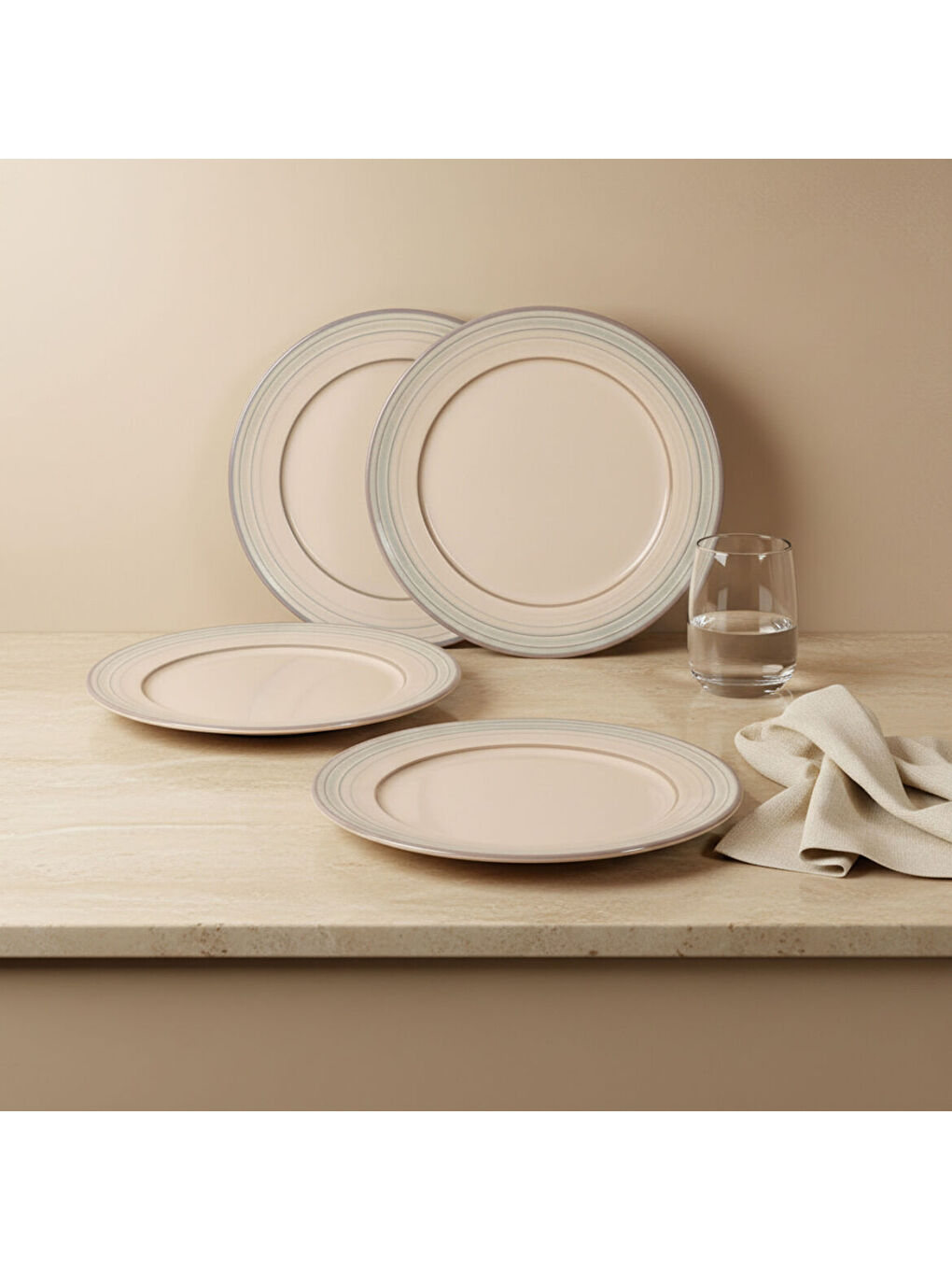 Ekru Valeron 6 Adet 20 Cm Pasta Tabağı Reaktif Agate 969-3