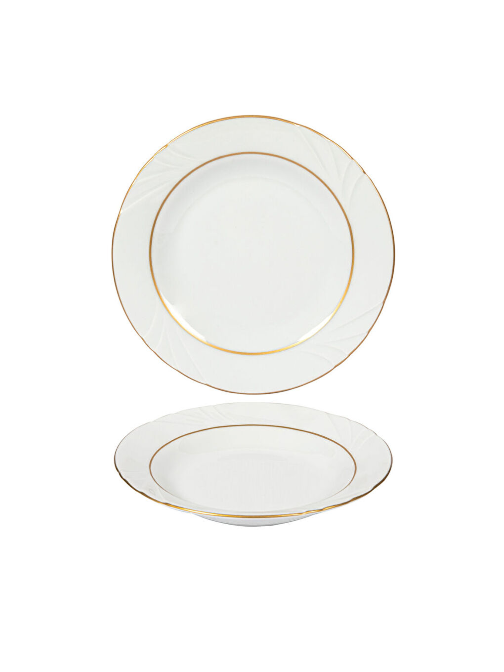 Ekru Soprano 6 Adet 19 Cm Çukur Yemek Tabağı Mat Altın Yaldız-1