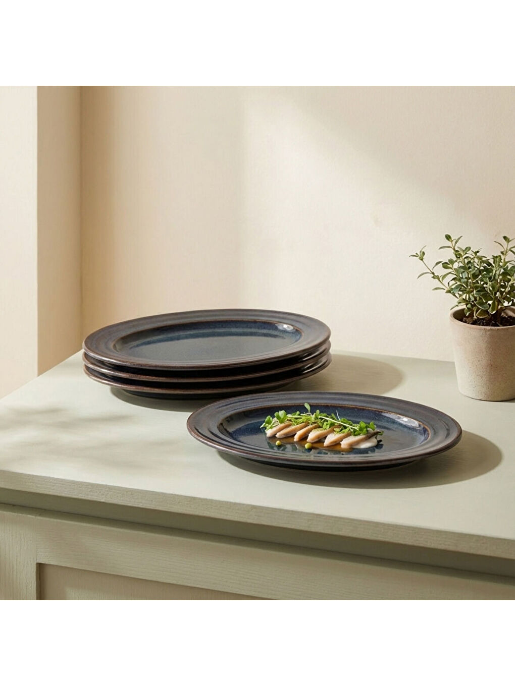 Ekru Valeron 2 Adet 21 Cm Kayık Tabak Reaktif Oasis Vr 1131-2