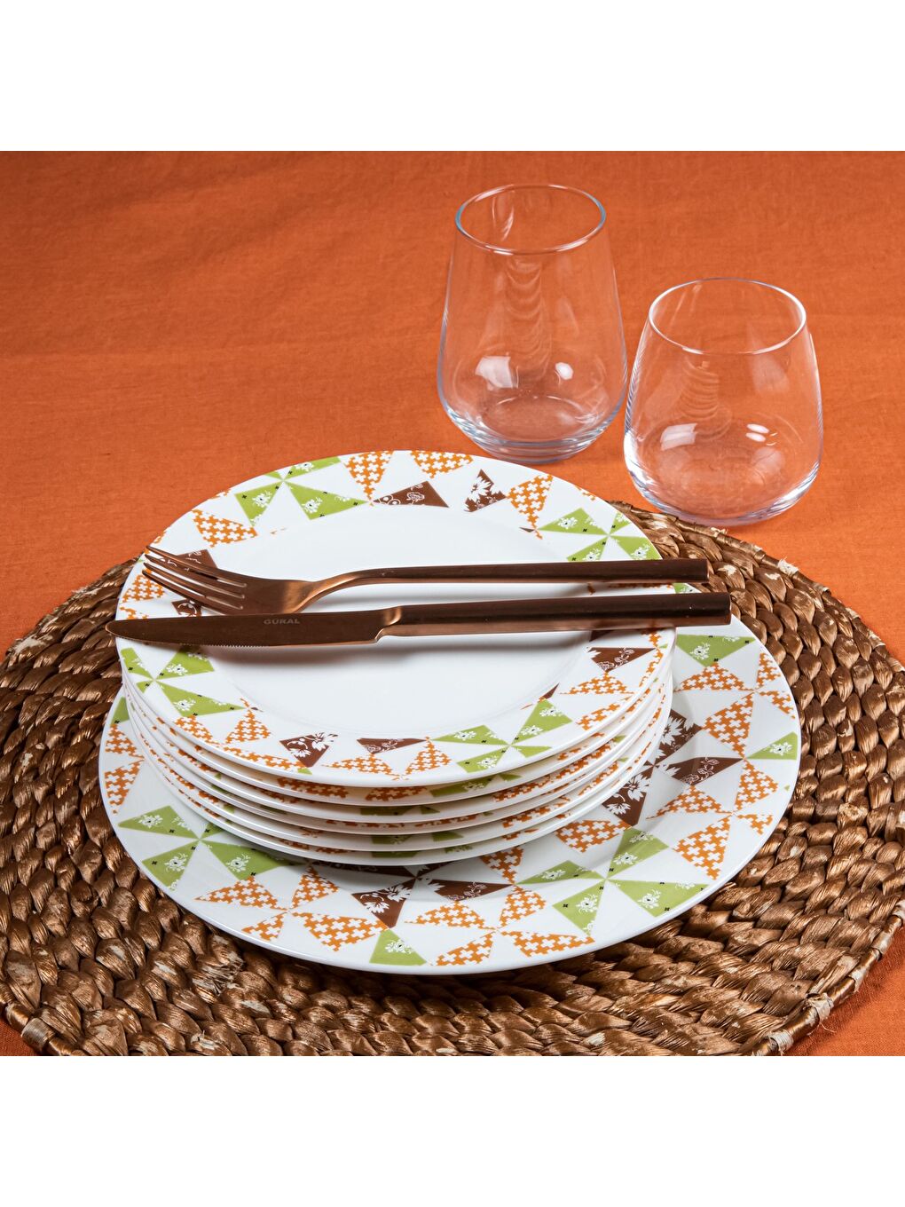 Ekru Eda 7 Parça Bone Pasta Takımı-1