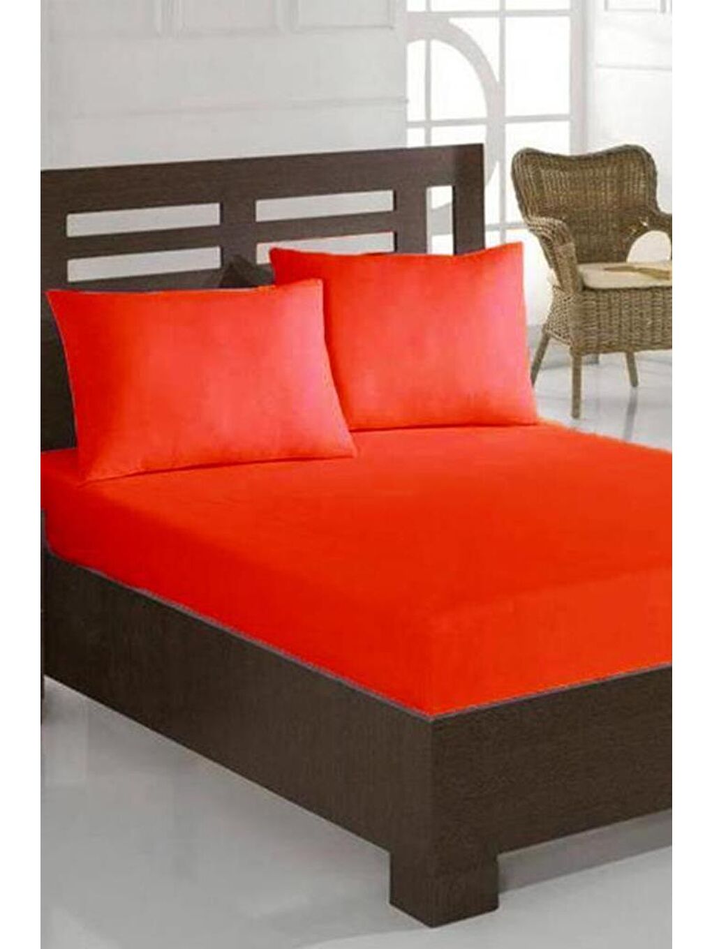 Penye Çift Kişilik Lastikli Çarşaf Kırmızı
