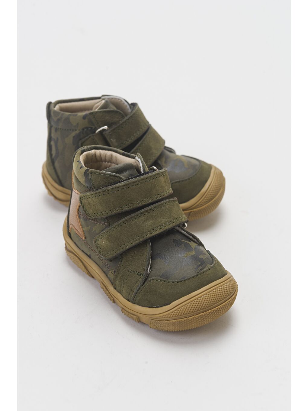 Erkek Çocuk Haki Hakiki Deri İlk Adım Bot-1