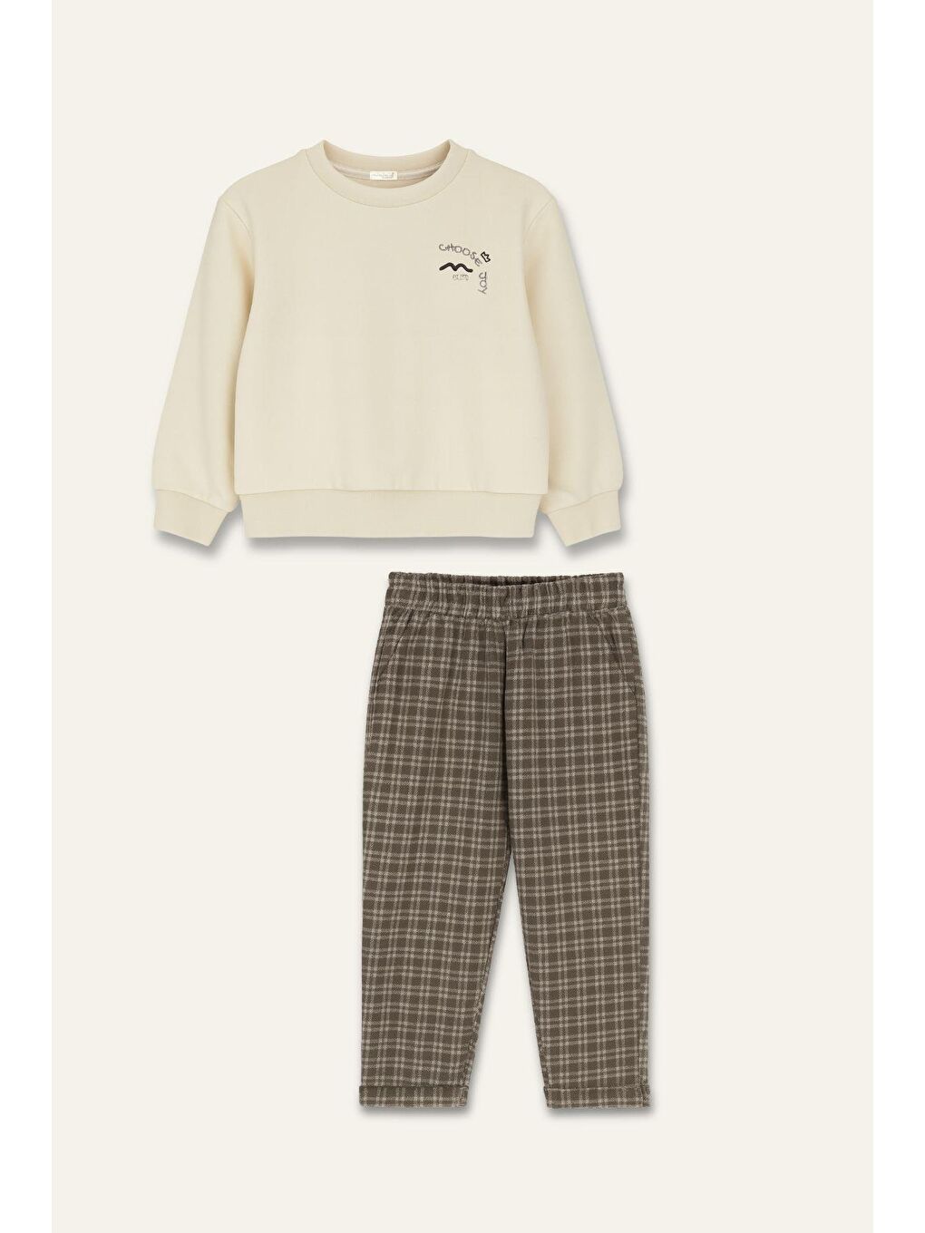 Kahverengi Erkek Bebek Sweatshirt Ve Pantolon Takım - Kahve-5