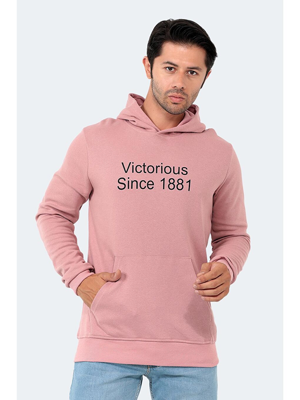Pembe BARNA Erkek Kapüşonlu Sweatshirt Pudra-1