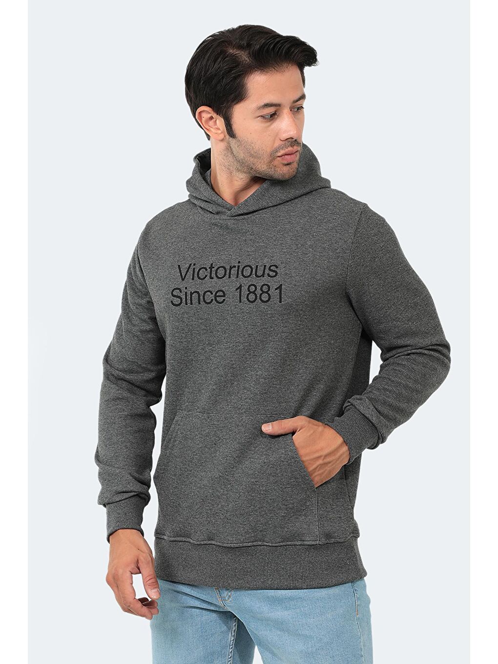 BARNA Erkek Kapüşonlu Sweatshirt Antrasit