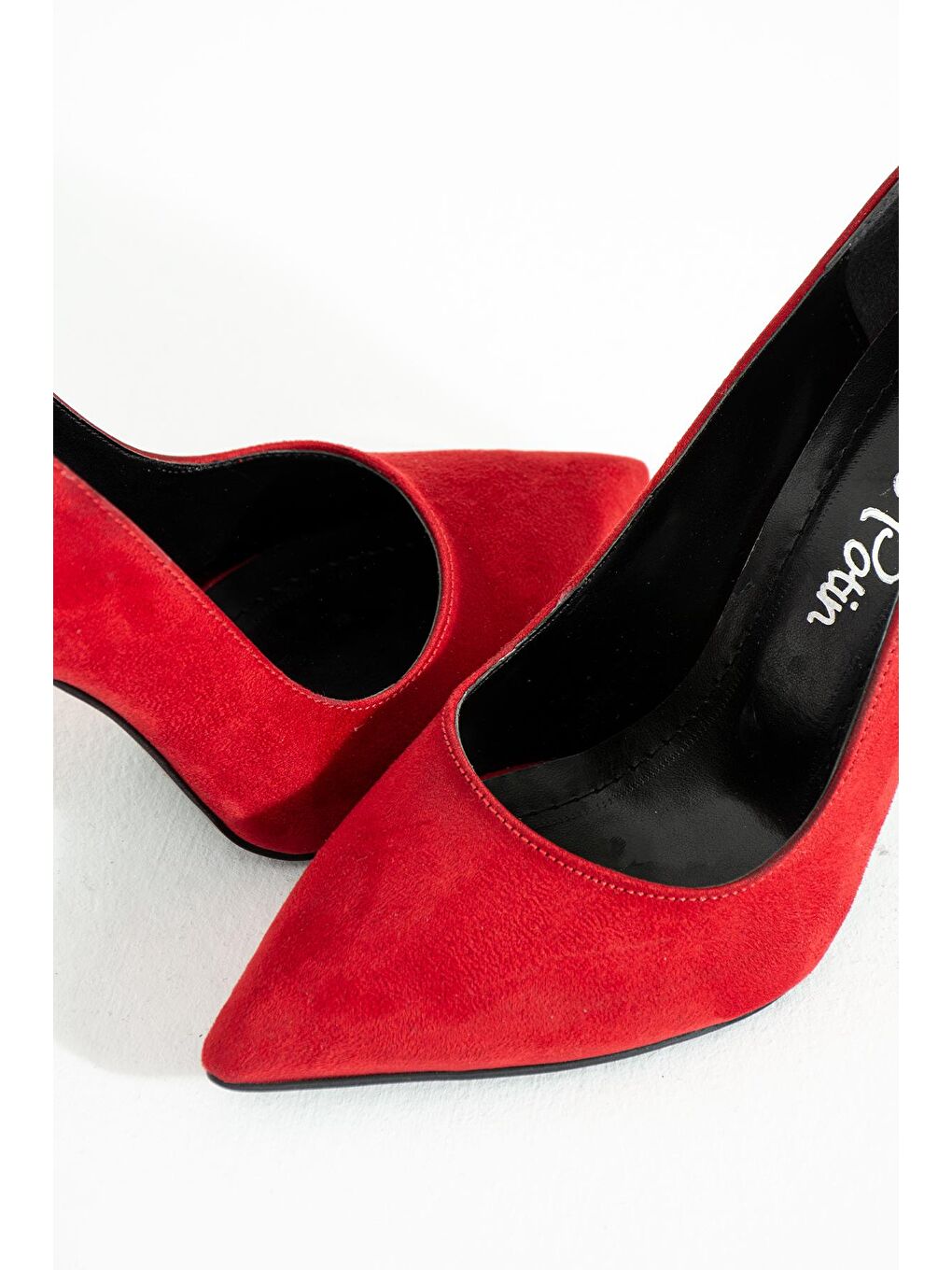 Kırmızı Rahat Kalıp Uzun Topuklu Kadın Klasik Stiletto 017-1770-23Süet-3