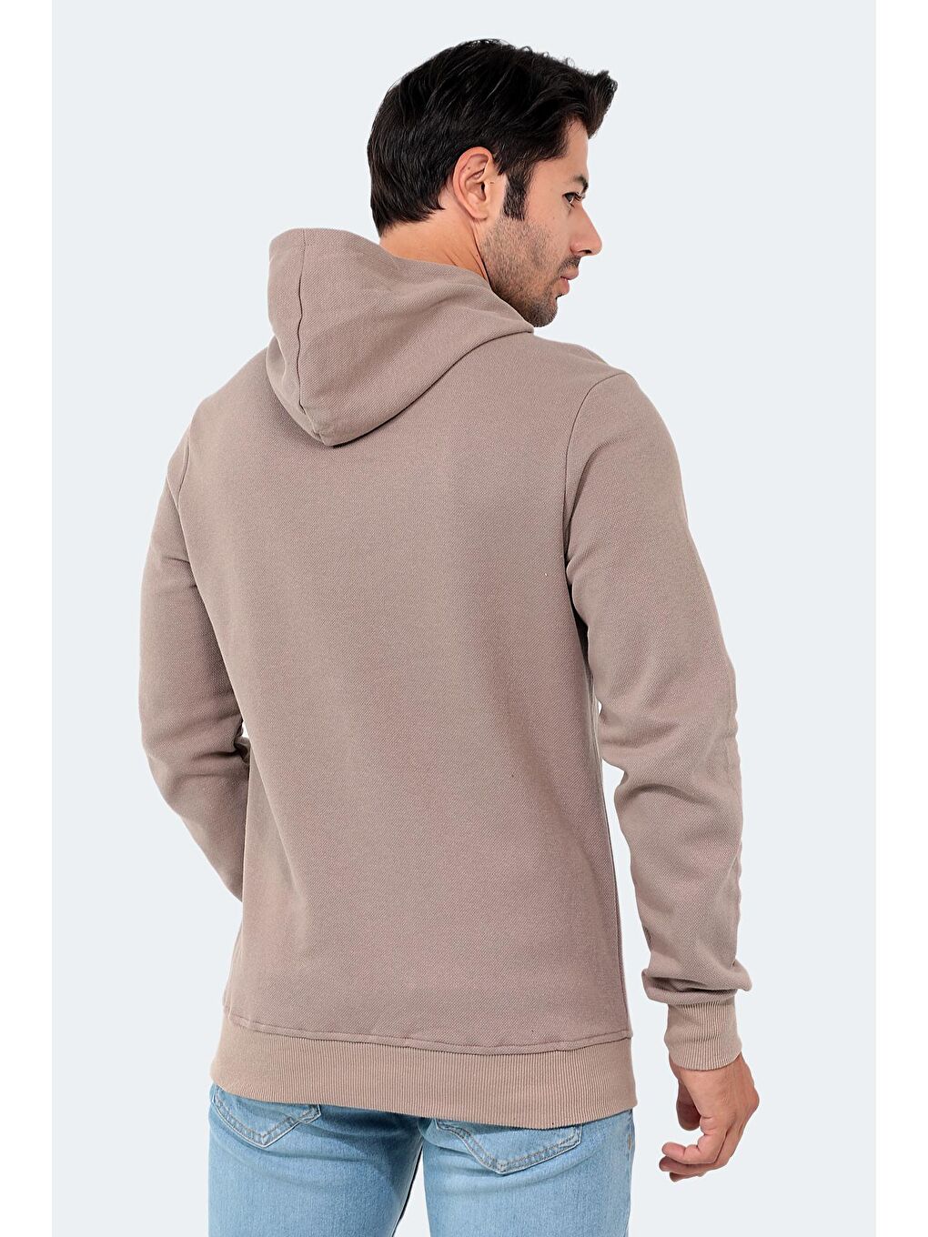 Bej BARNA Erkek Kapüşonlu Sweatshirt Taş Gri-1