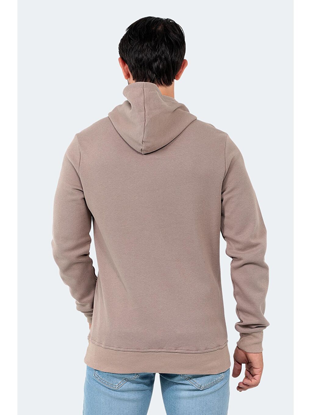 Bej BARNA Erkek Kapüşonlu Sweatshirt Taş Gri-2