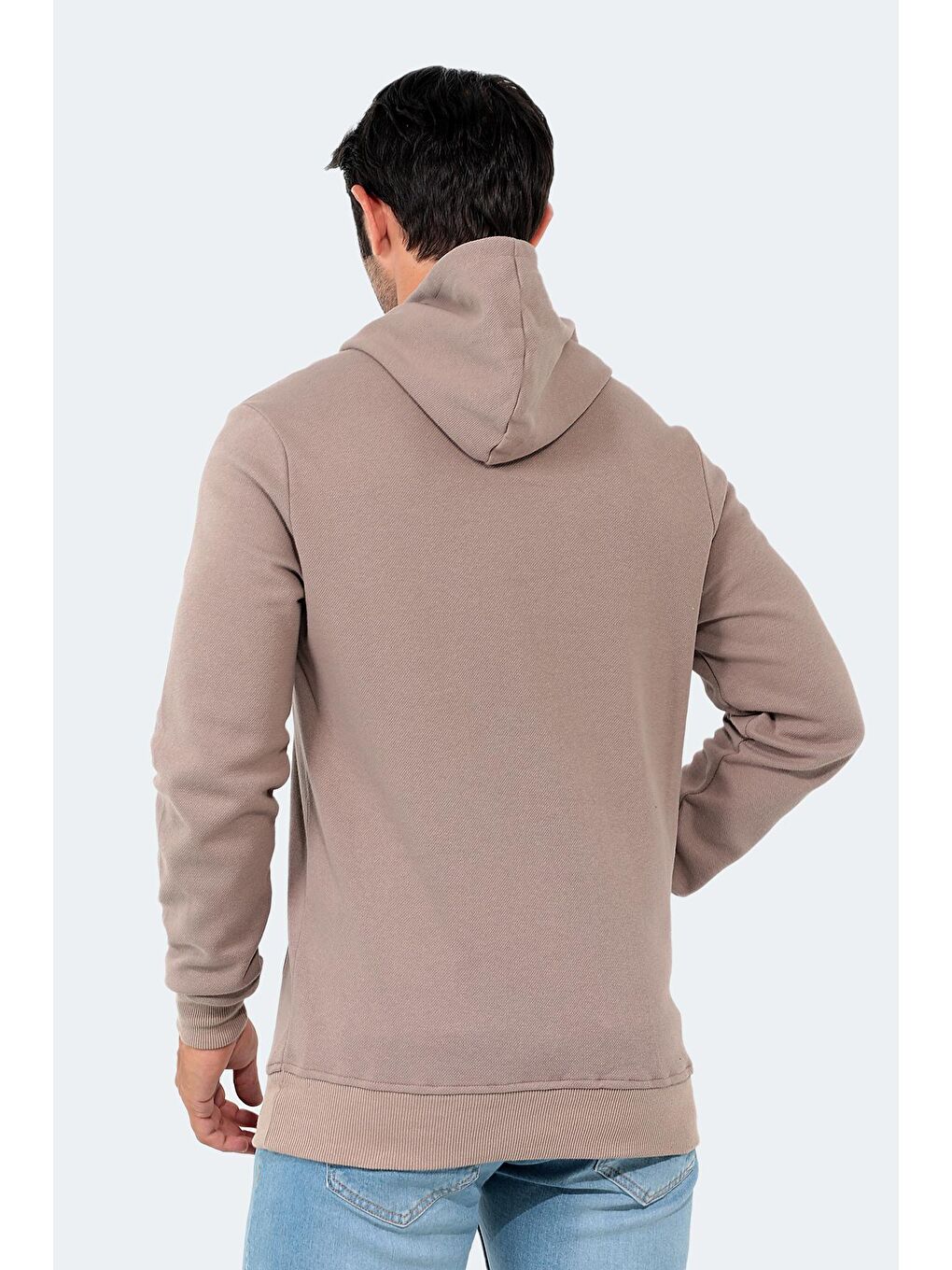 Bej BARNA Erkek Kapüşonlu Sweatshirt Taş Gri-3