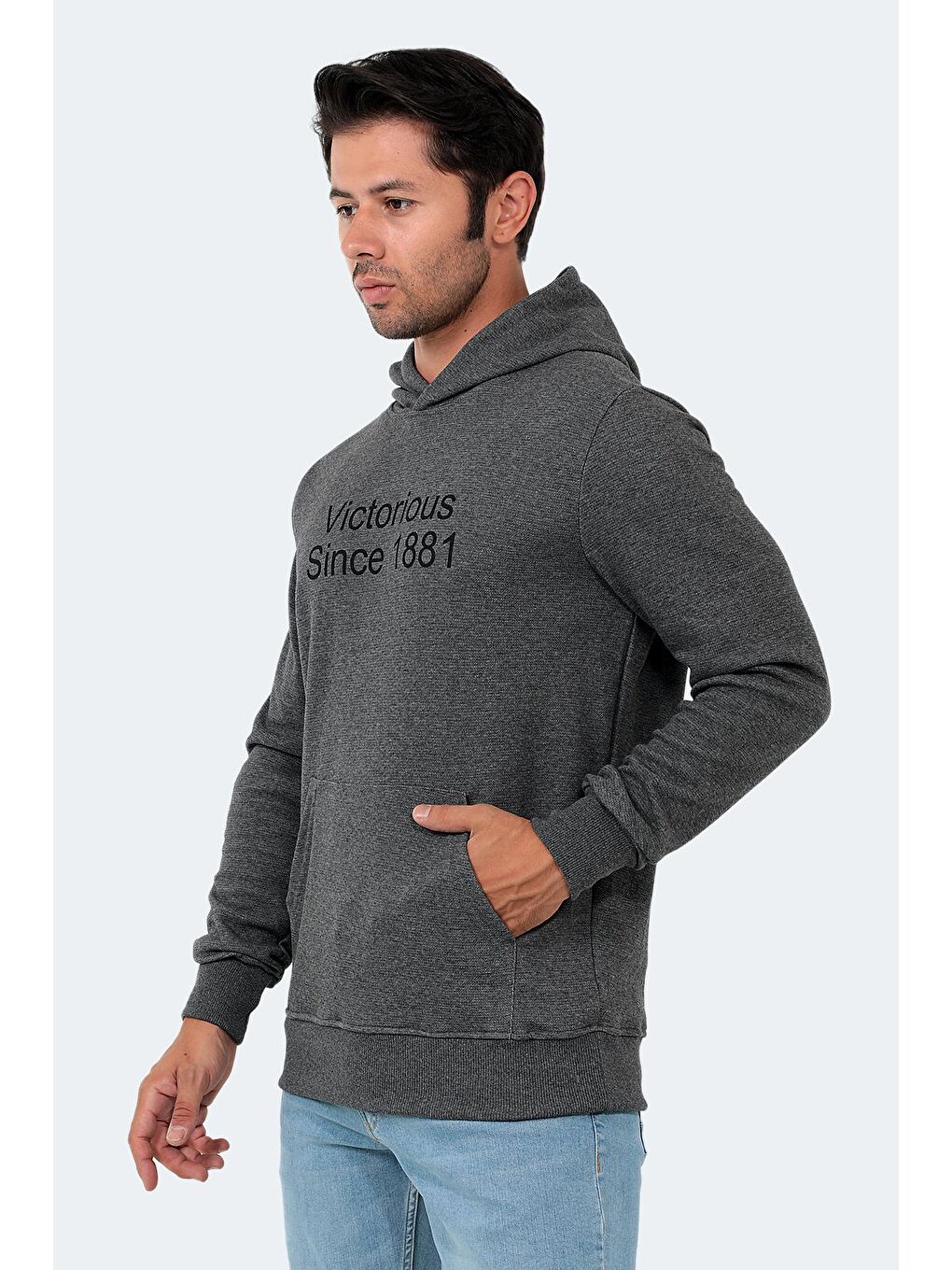 BARNA Erkek Kapüşonlu Sweatshirt Antrasit-3