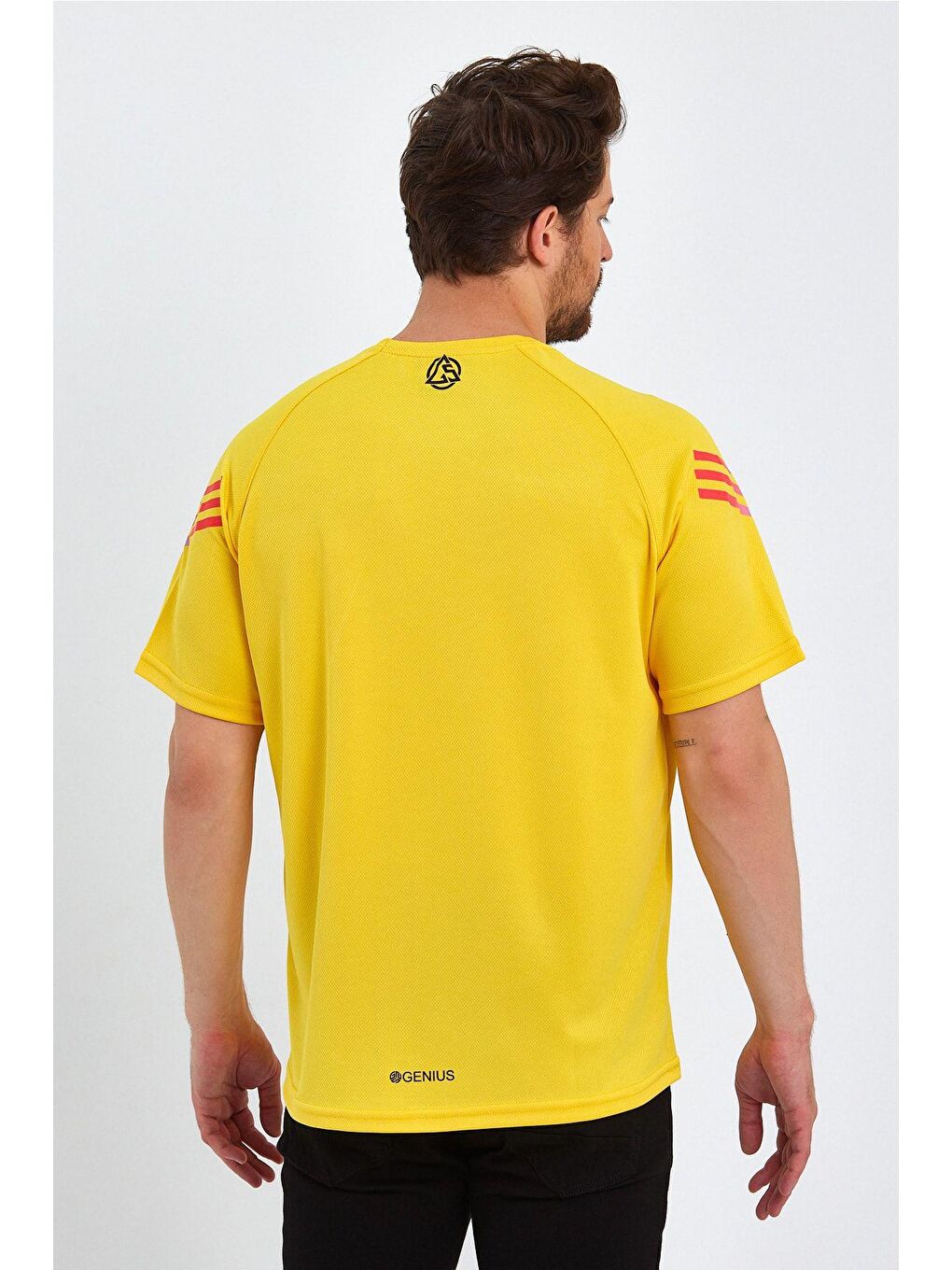 Sarı Store Erkek Spor Tişört Baskılı Fitness, Antrenman Fit Tişört-4