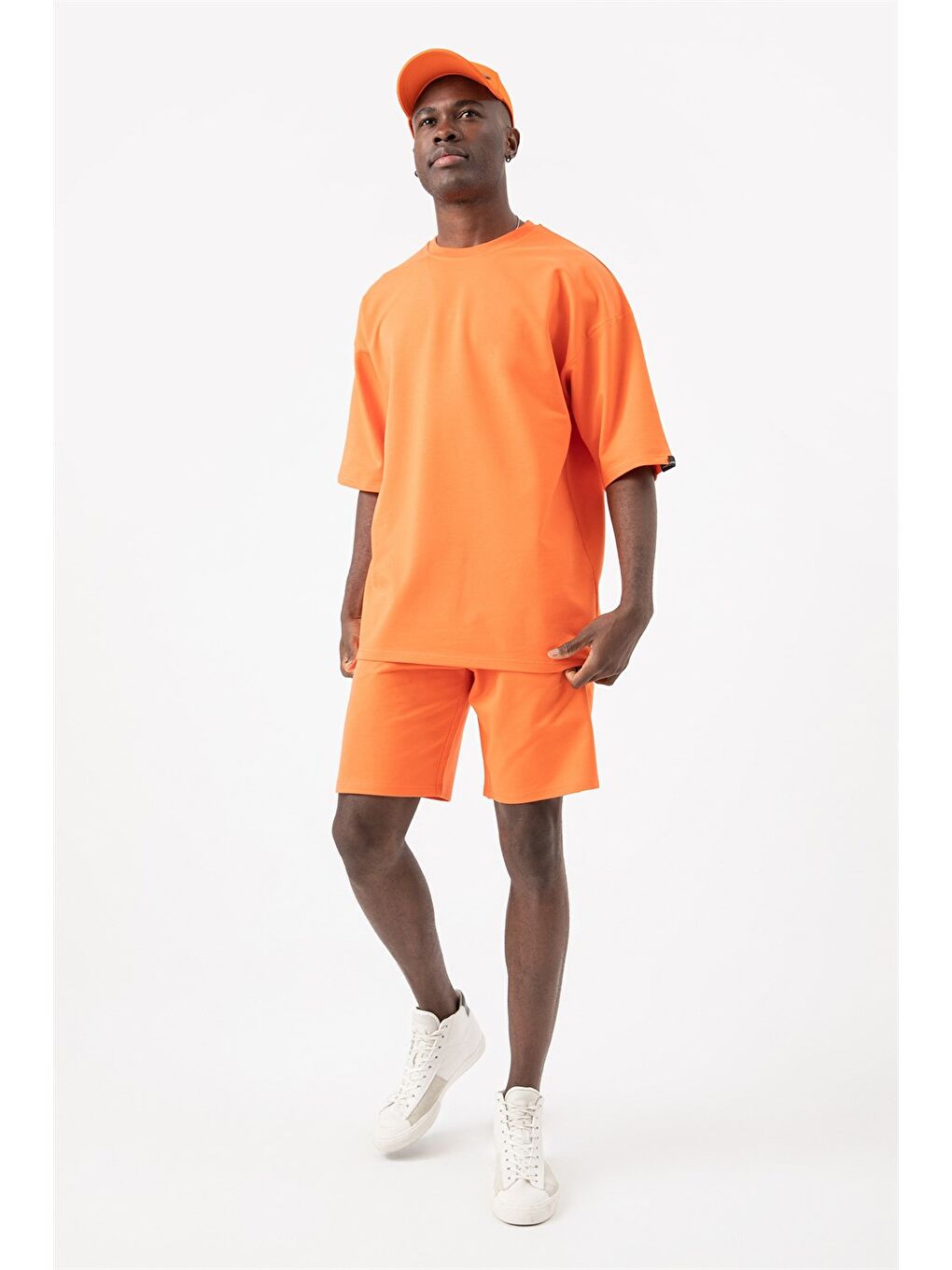 Pembe Erkek Base Oversize Şeftali T-Shirt-1