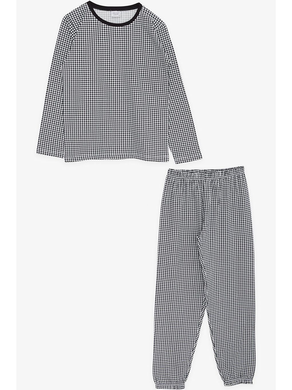 Kız Çocuk Pijama Kazayağı Desenli Siyah (10 Yaş)