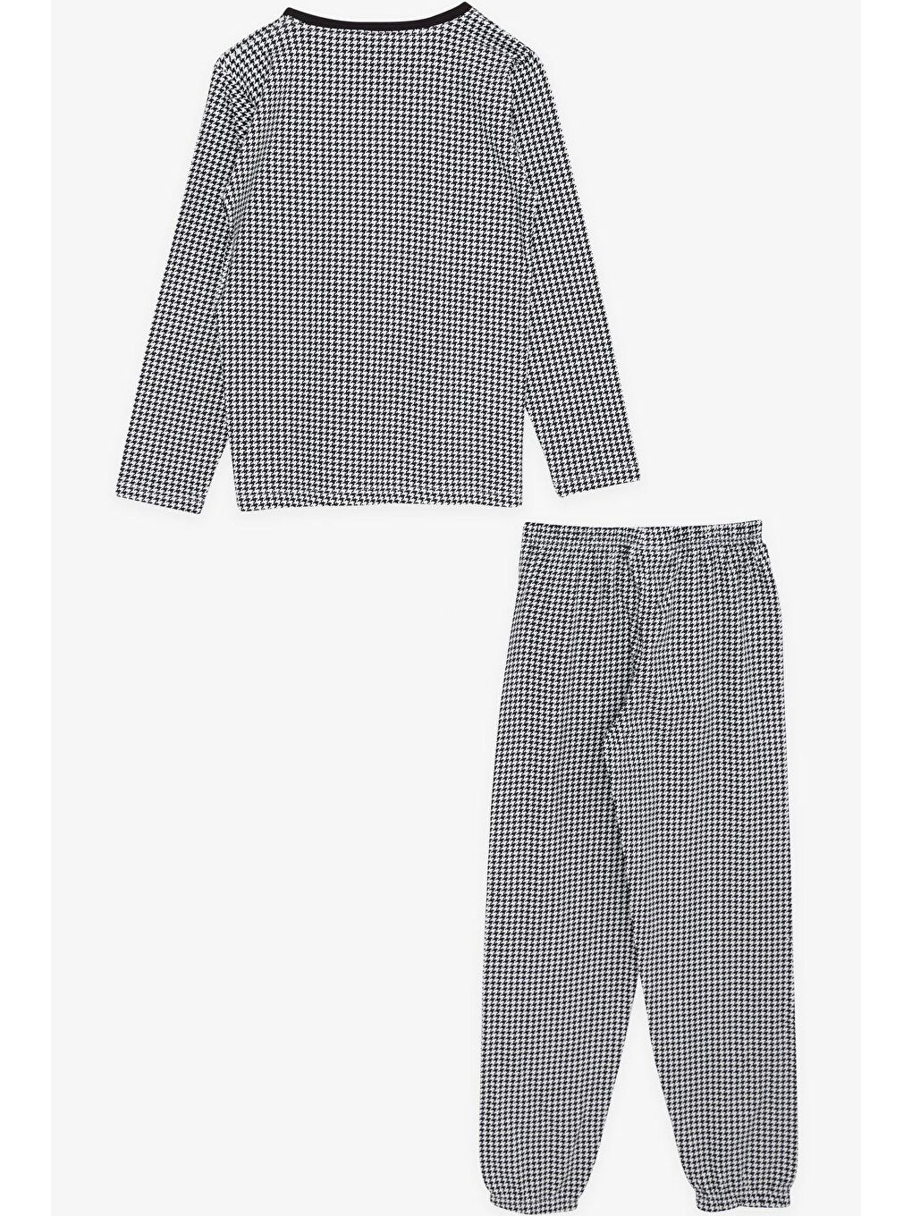 Kız Çocuk Pijama Kazayağı Desenli Siyah (10 Yaş)-1