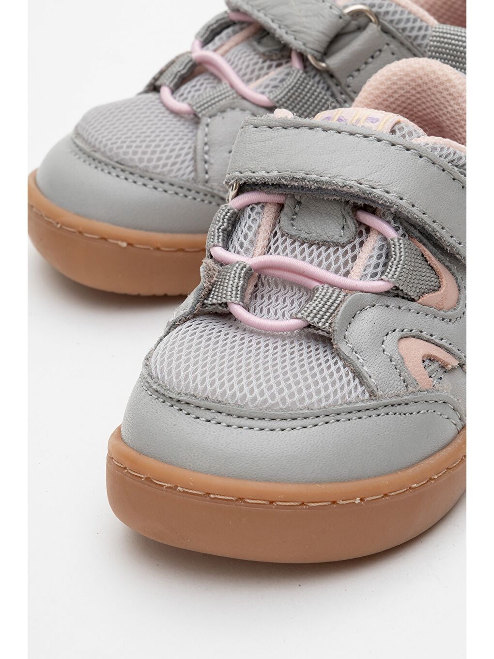 Unisex Çocuk Gri-Pudra Hakiki Deri Günlük İlk Adım Ayakkabı-1