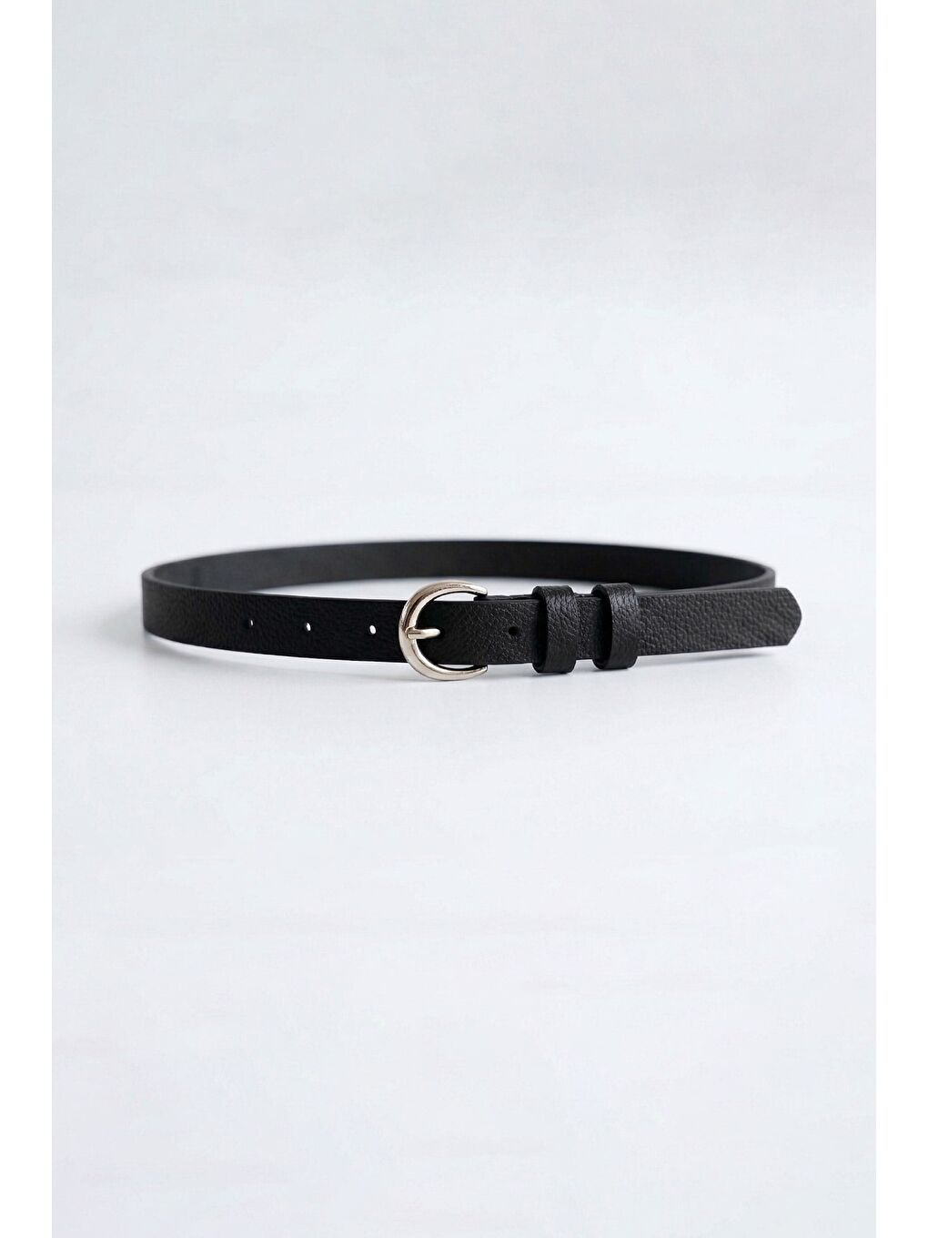 Erkek Smart Casual İnce Metal Tokalı Kemer Siyah