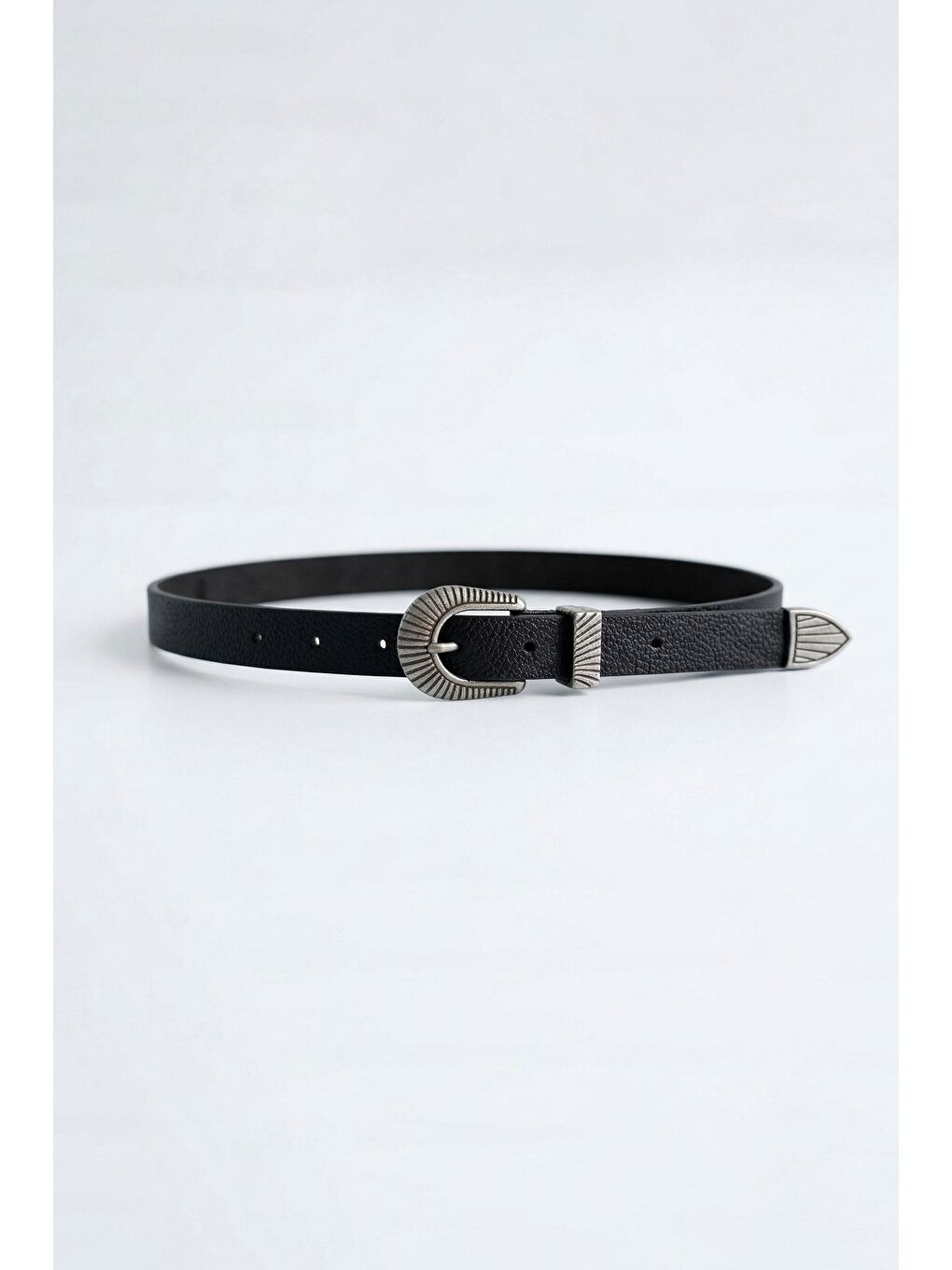 Erkek Western Toka Detaylı Deri Kemer Siyah