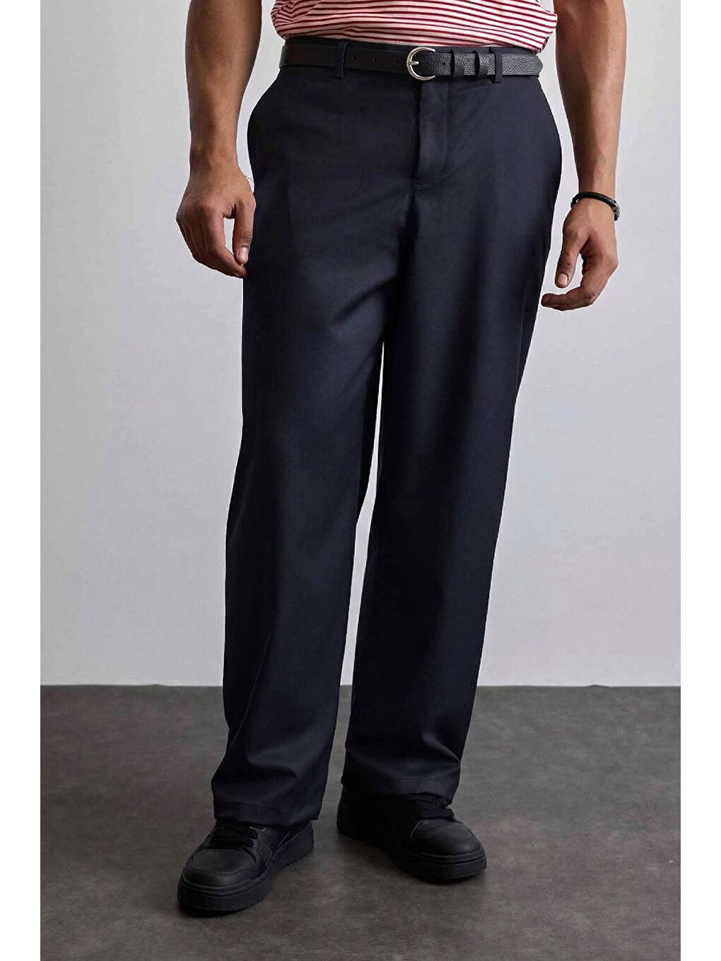 Erkek Smart Casual İnce Metal Tokalı Kemer Siyah-1