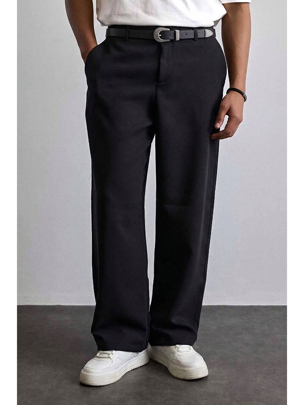 Erkek Western Toka Detaylı Deri Kemer Siyah-2