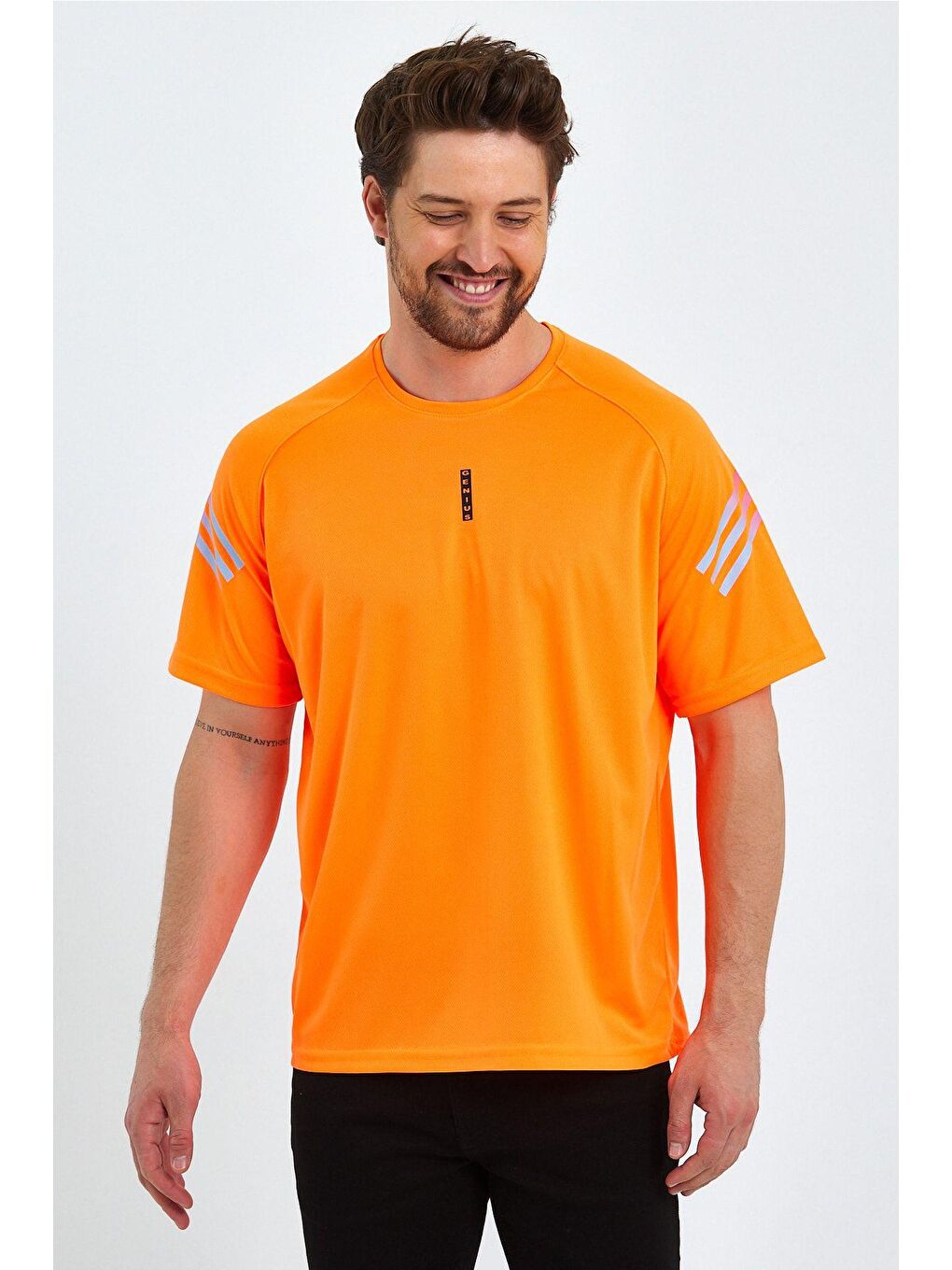 Turuncu Store Erkek Spor Tişört Baskılı Fitness, Antrenman Fit Tişört