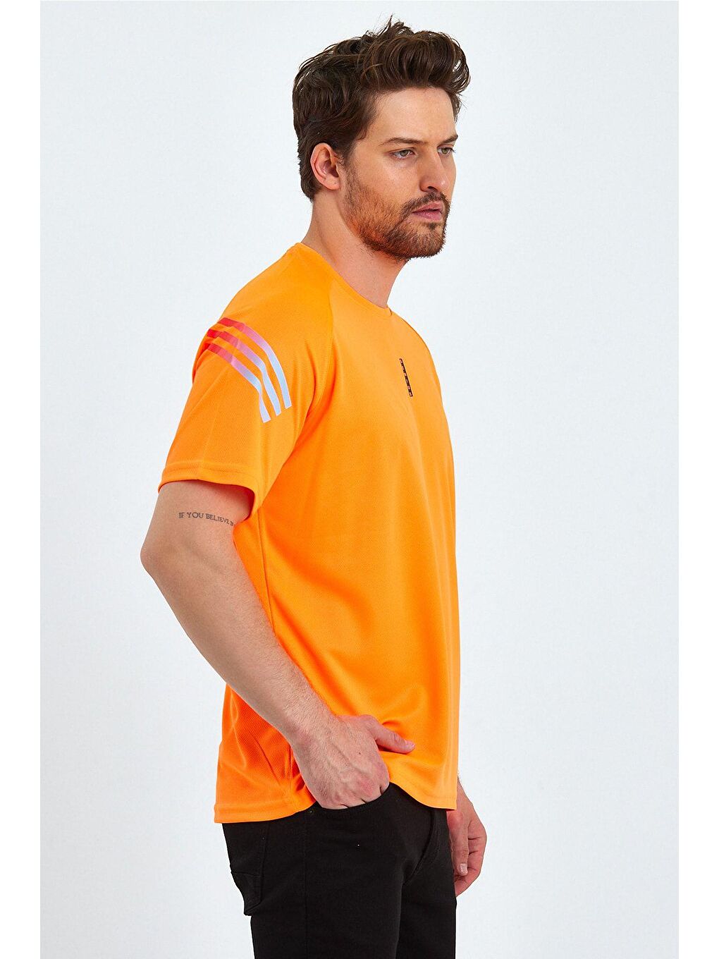 Turuncu Store Erkek Spor Tişört Baskılı Fitness, Antrenman Fit Tişört-3