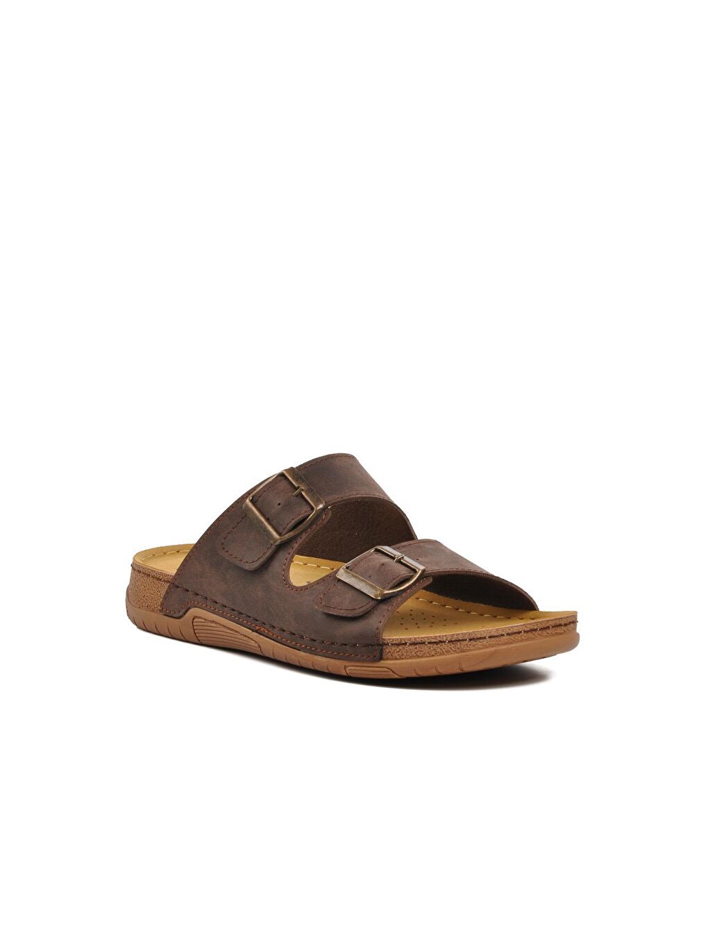 Kahverengi 64.002 Kahve Çift Bantlı Erkek Terlik-2