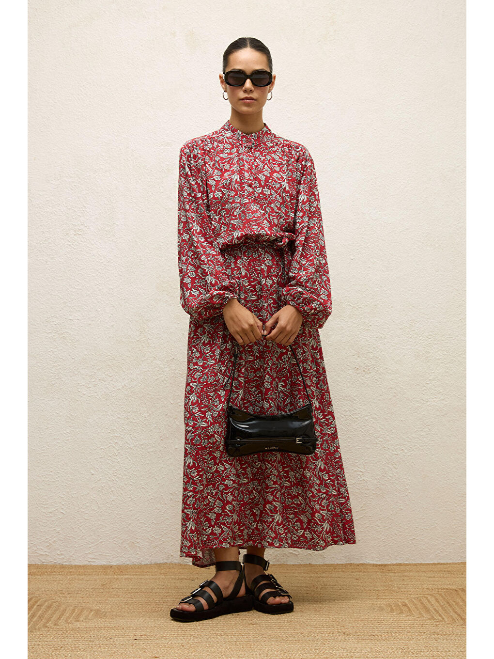 Renksiz Viskon Desenli Elbise Ethnıc