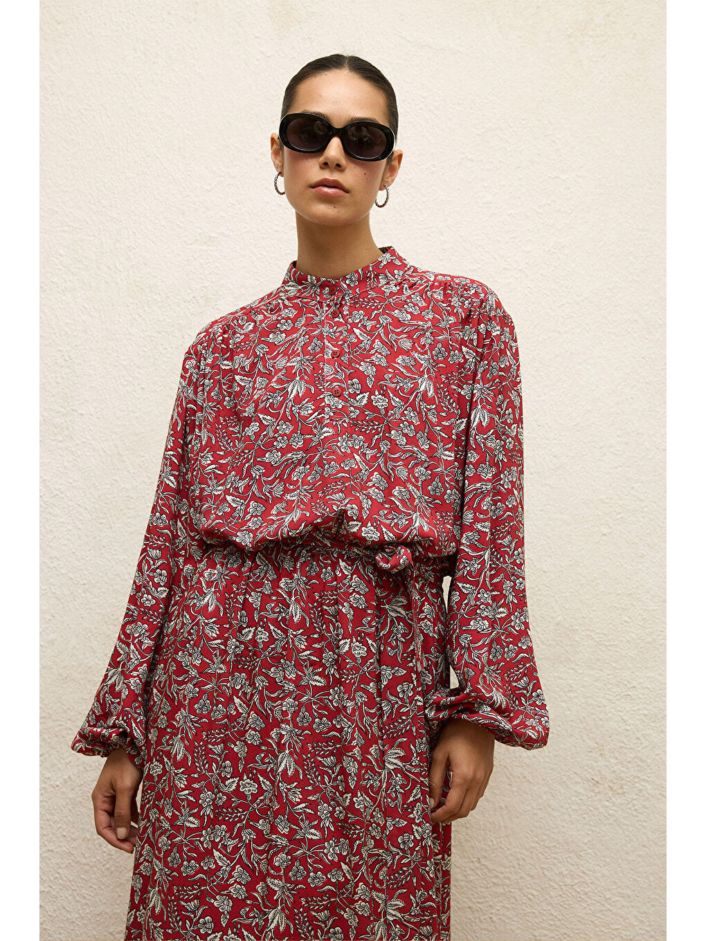 Renksiz Viskon Desenli Elbise Ethnıc-1