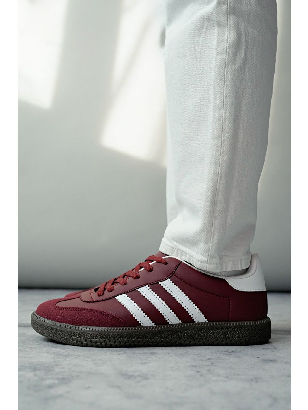 Bordo JABBAR Unisex Ortopedik Günlük Bağcıklı Yürüyüş Koşu Sneaker Spor Ayakkabı