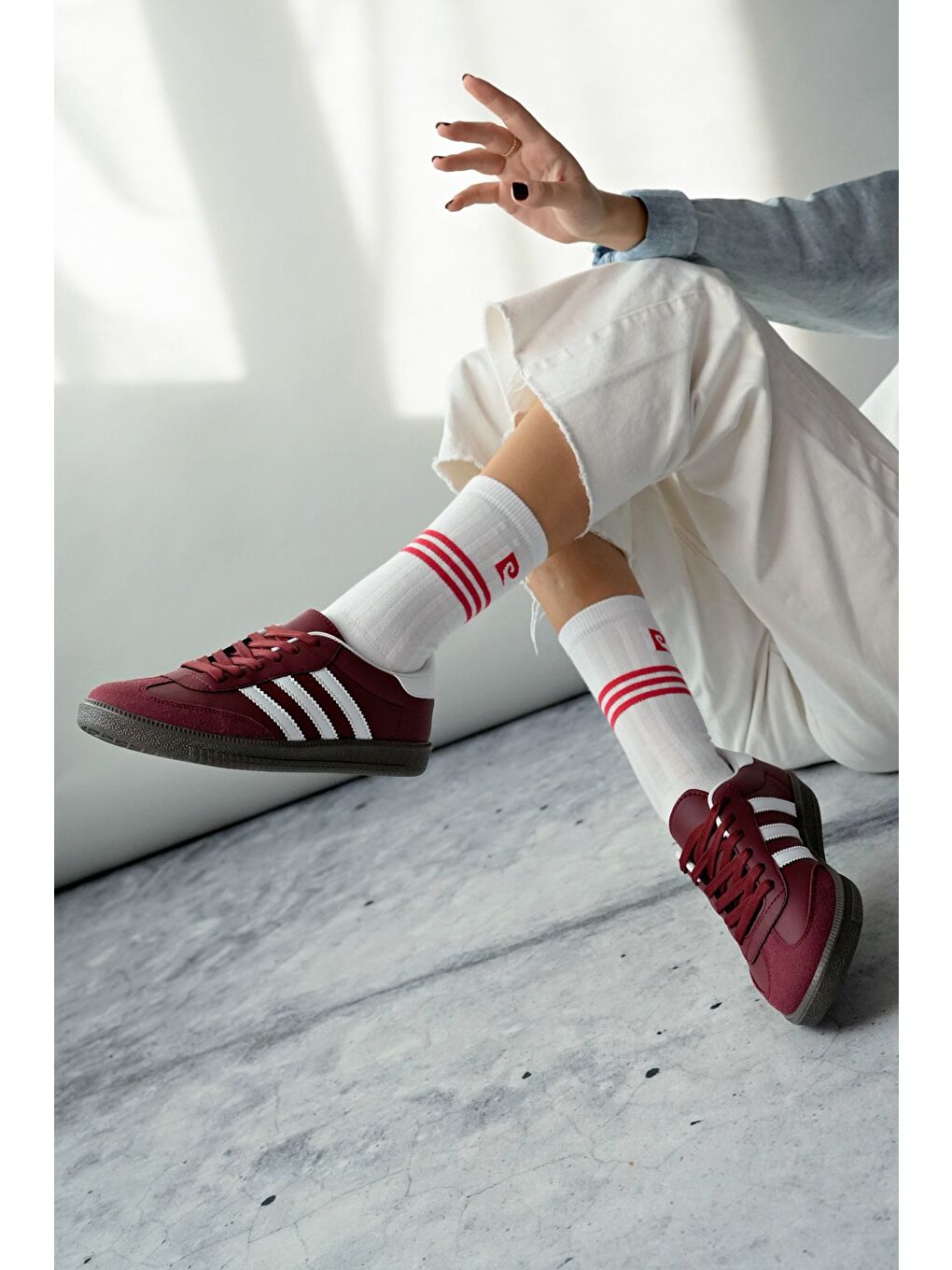 Bordo JABBAR Unisex Ortopedik Günlük Bağcıklı Yürüyüş Koşu Sneaker Spor Ayakkabı-2