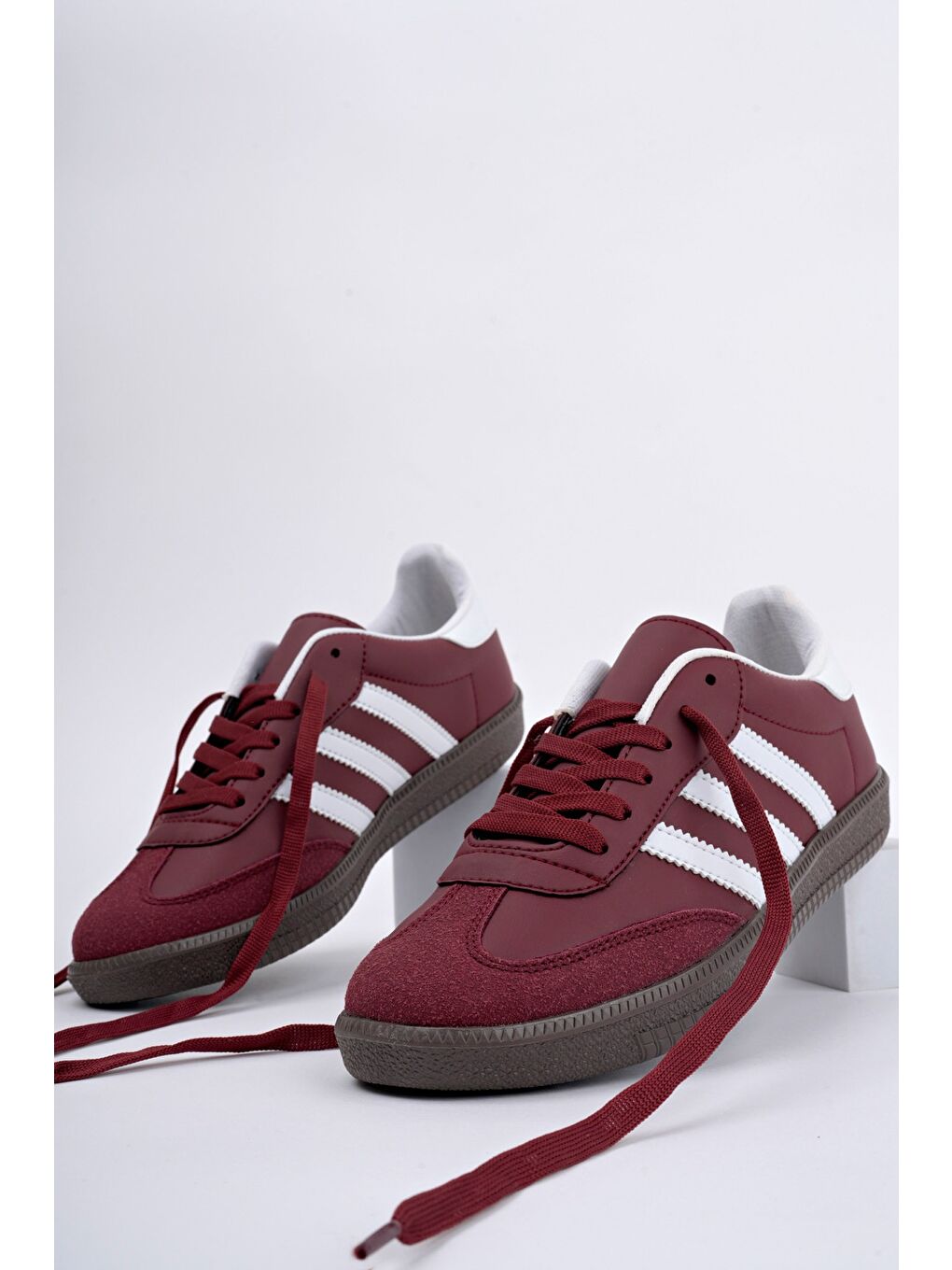 Bordo JABBAR Unisex Ortopedik Günlük Bağcıklı Yürüyüş Koşu Sneaker Spor Ayakkabı-6