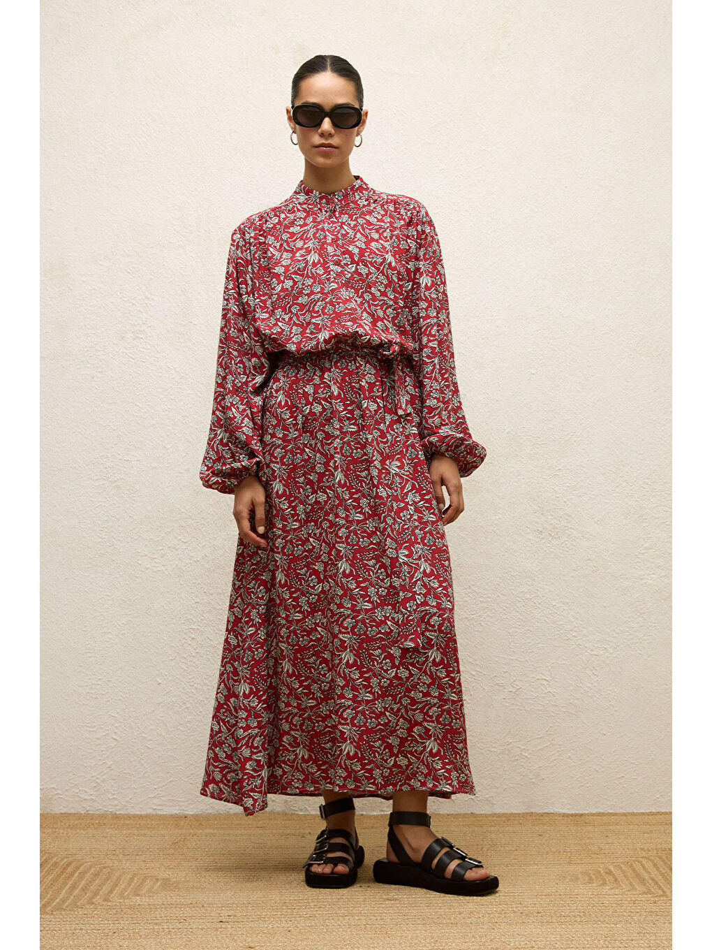 Renksiz Viskon Desenli Elbise Ethnıc-3