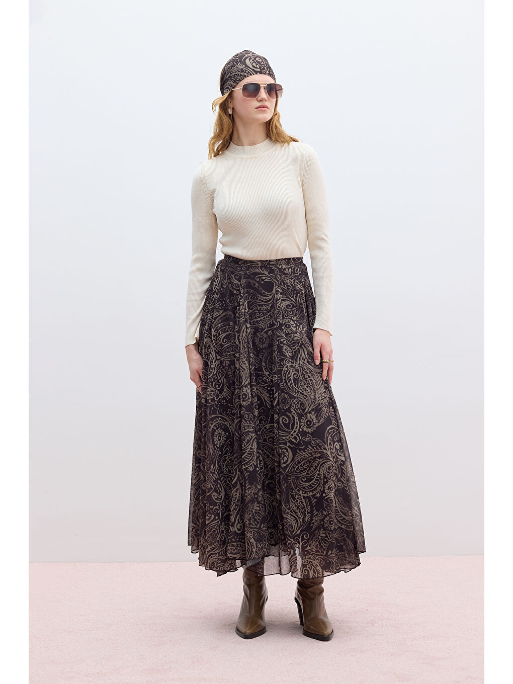 Karışık Volanlı Geniş Etek Freesıa-4