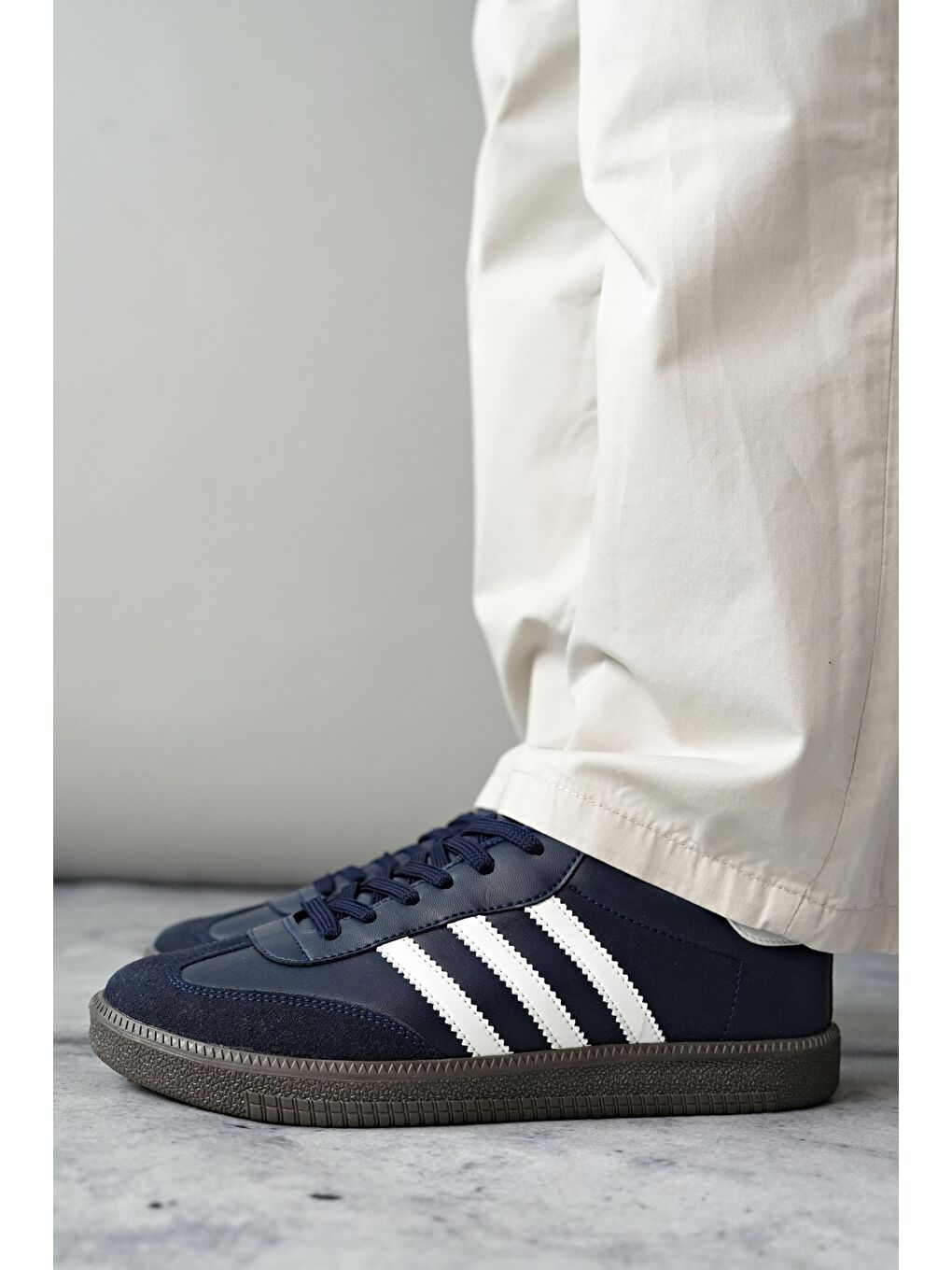 Muggo Lacivert JABBAR Unisex Ortopedik Günlük Bağcıklı Yürüyüş Koşu Sneaker Spor Ayakkabı