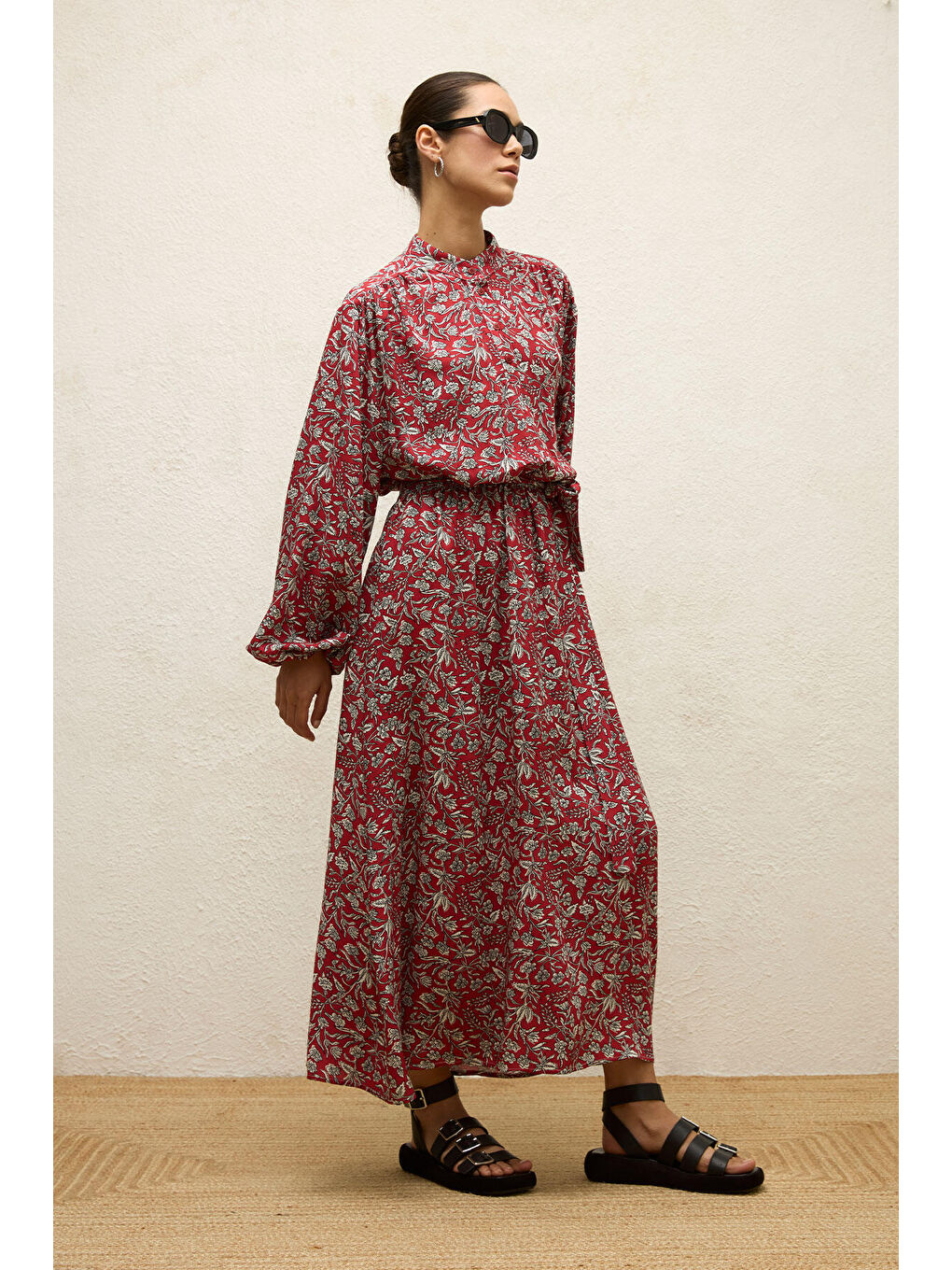 Renksiz Viskon Desenli Elbise Ethnıc-4