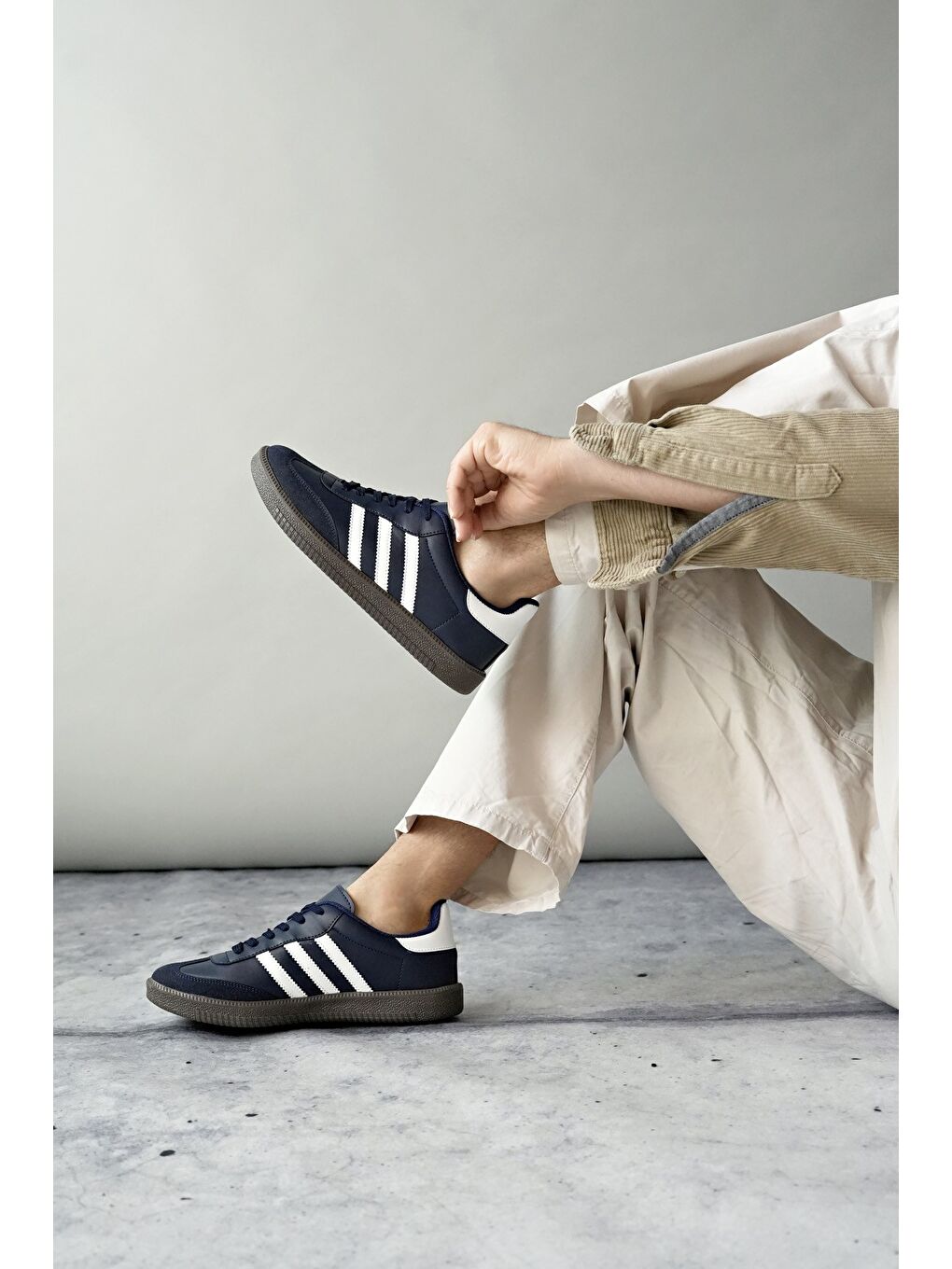 Muggo Lacivert JABBAR Unisex Ortopedik Günlük Bağcıklı Yürüyüş Koşu Sneaker Spor Ayakkabı - 4