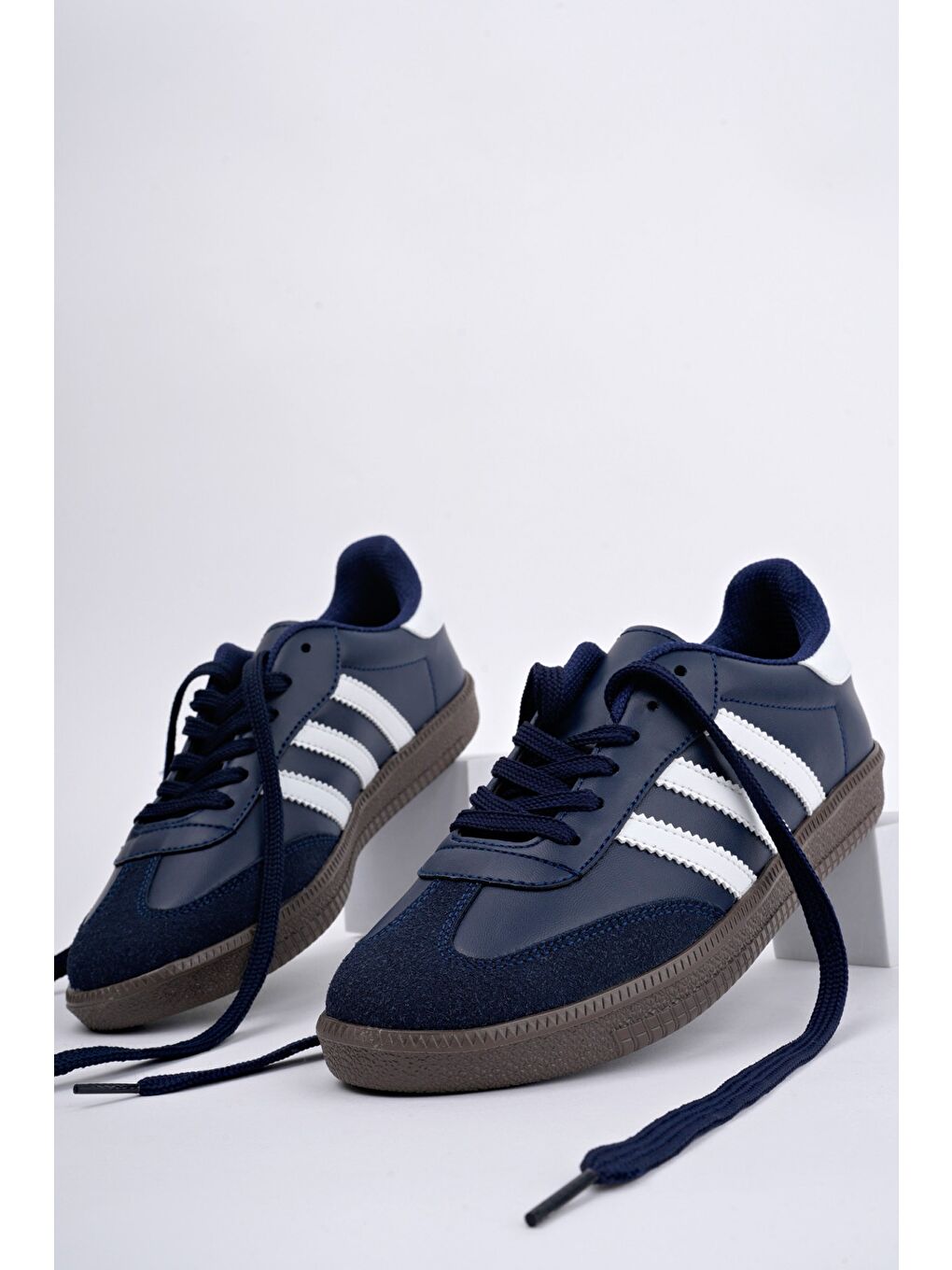 Muggo Lacivert JABBAR Unisex Ortopedik Günlük Bağcıklı Yürüyüş Koşu Sneaker Spor Ayakkabı - 5