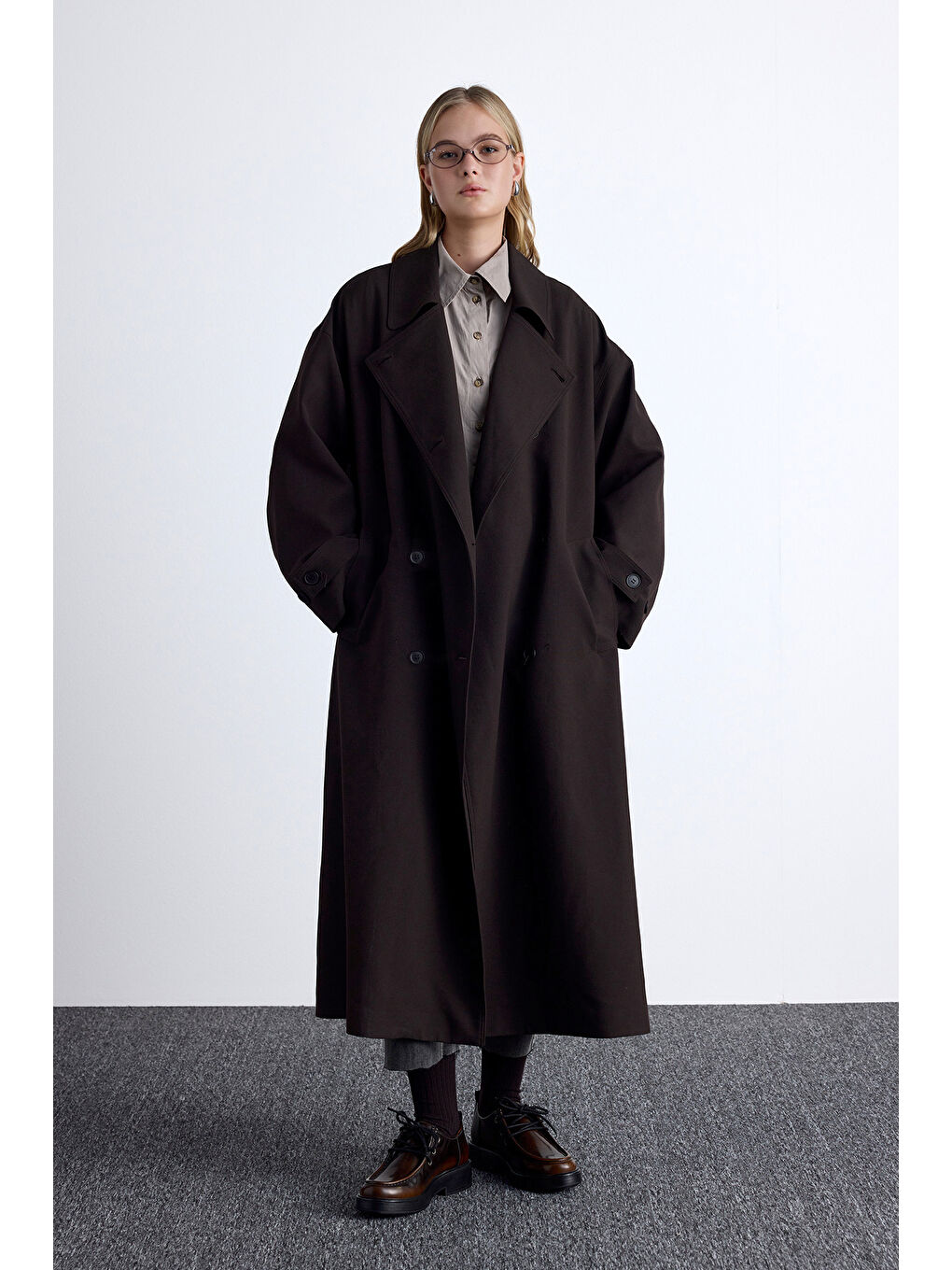 Kahverengi Nicola Kruvaze Trençkot Acı Kahve