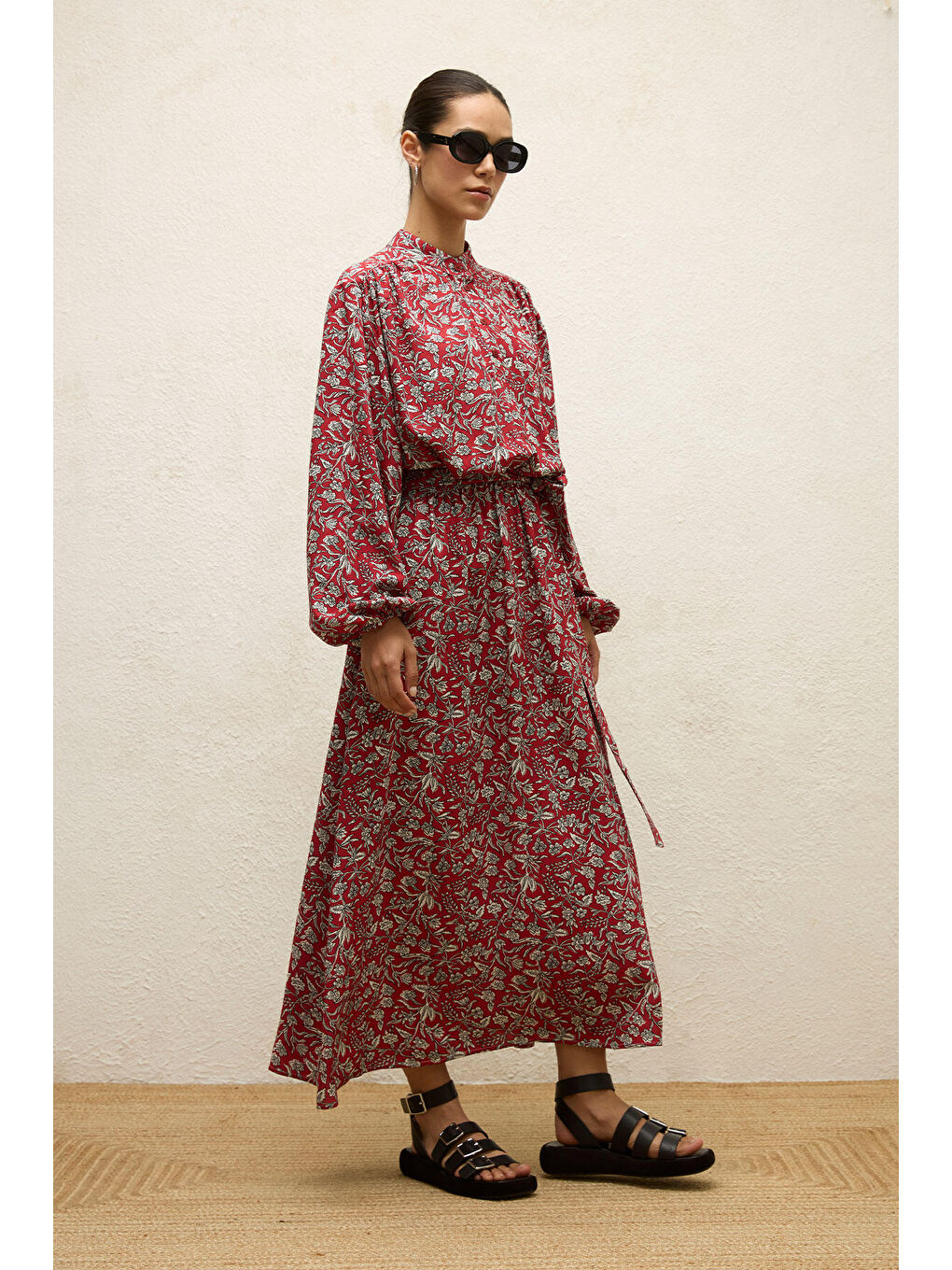 Renksiz Viskon Desenli Elbise Ethnıc-5