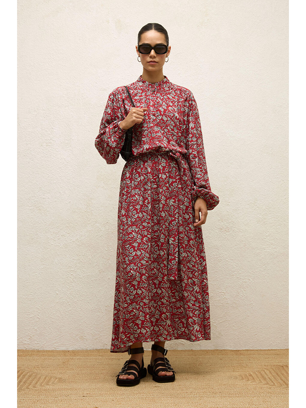 Renksiz Viskon Desenli Elbise Ethnıc-6