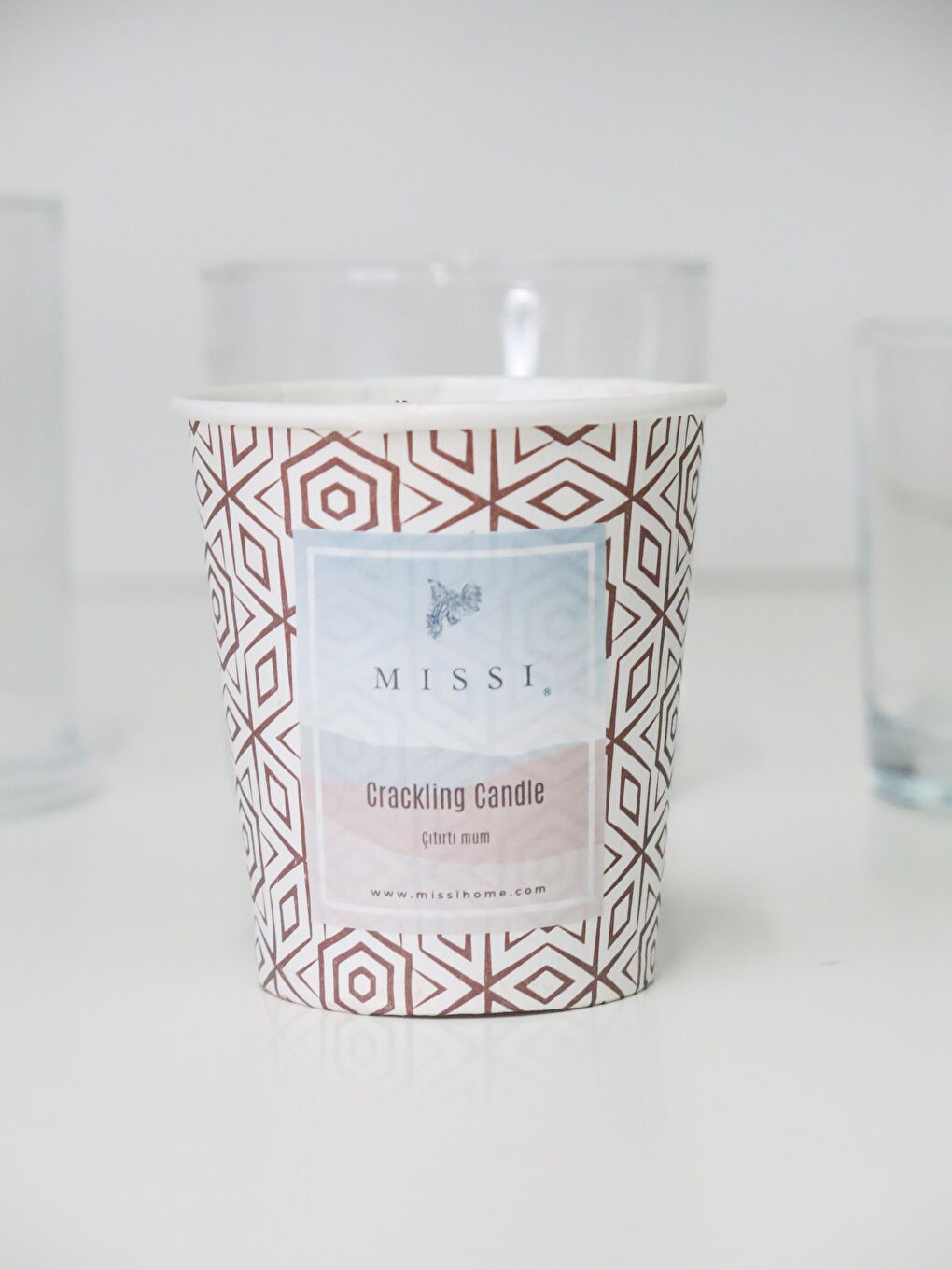 Ekru Ahşap Fitilli Çıtırtılı (Crackling) Palo Santo Vegan Refil Mum 130 gr-5