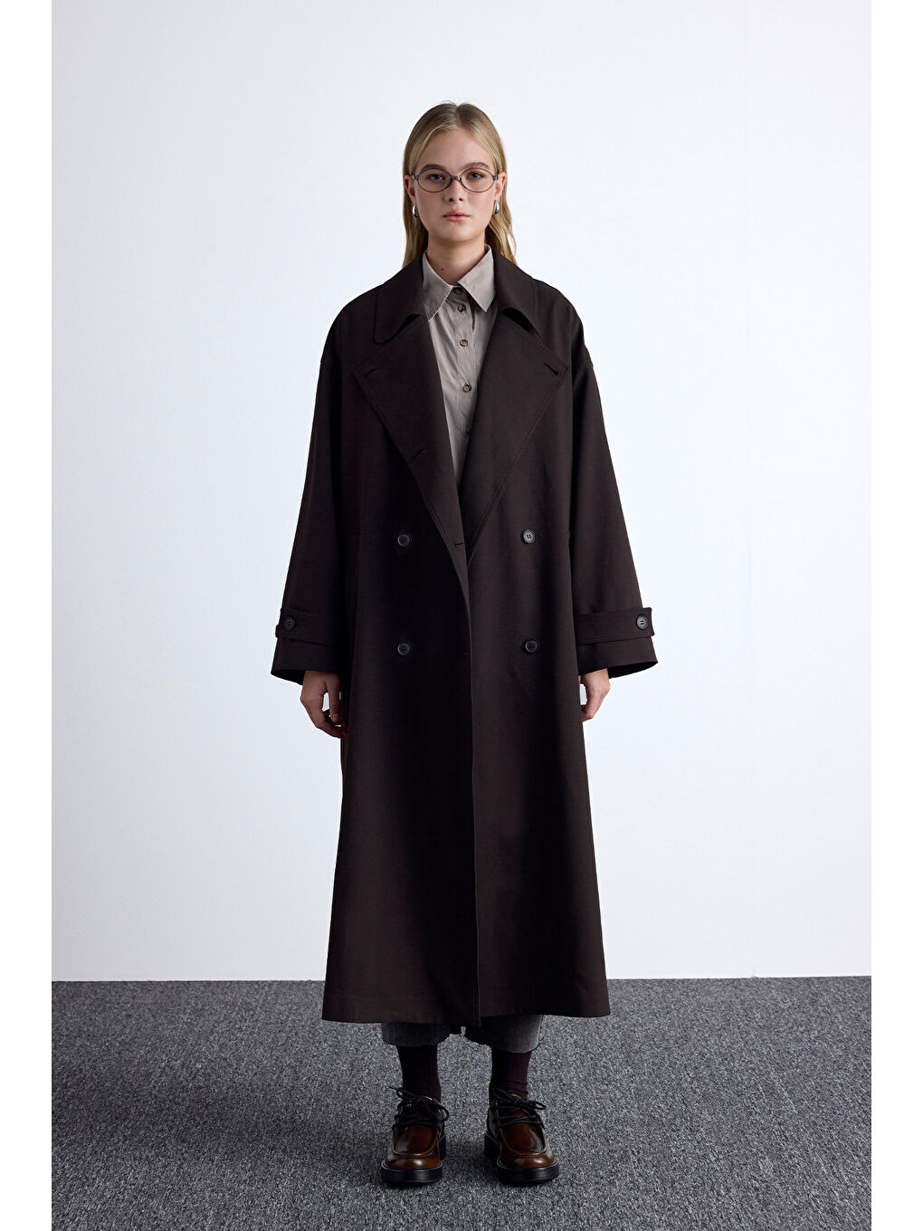 Kahverengi Nicola Kruvaze Trençkot Acı Kahve-1